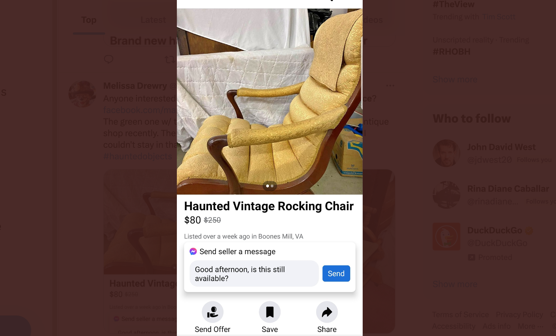 haunted vintage rocking chair