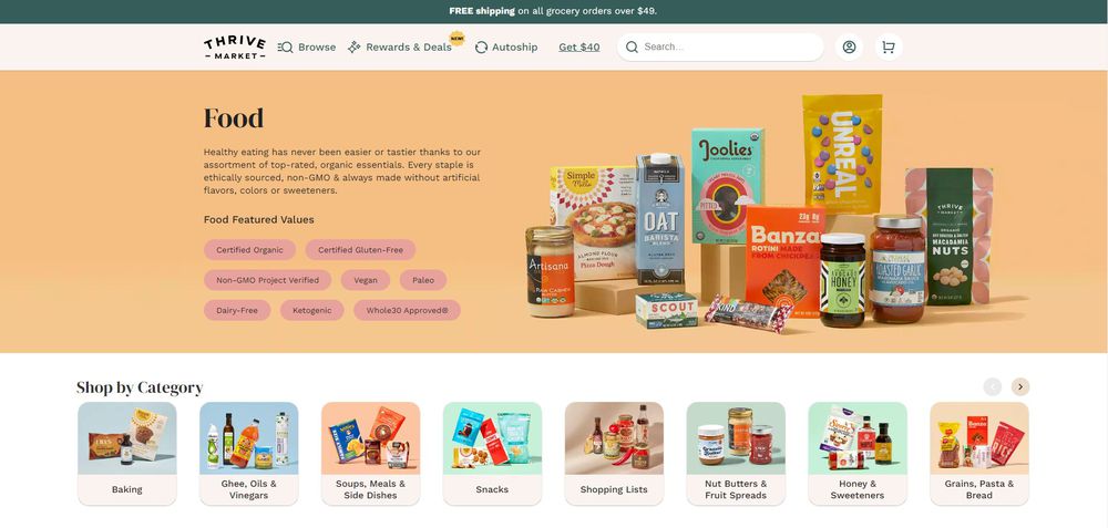 Thrive Market Food Section