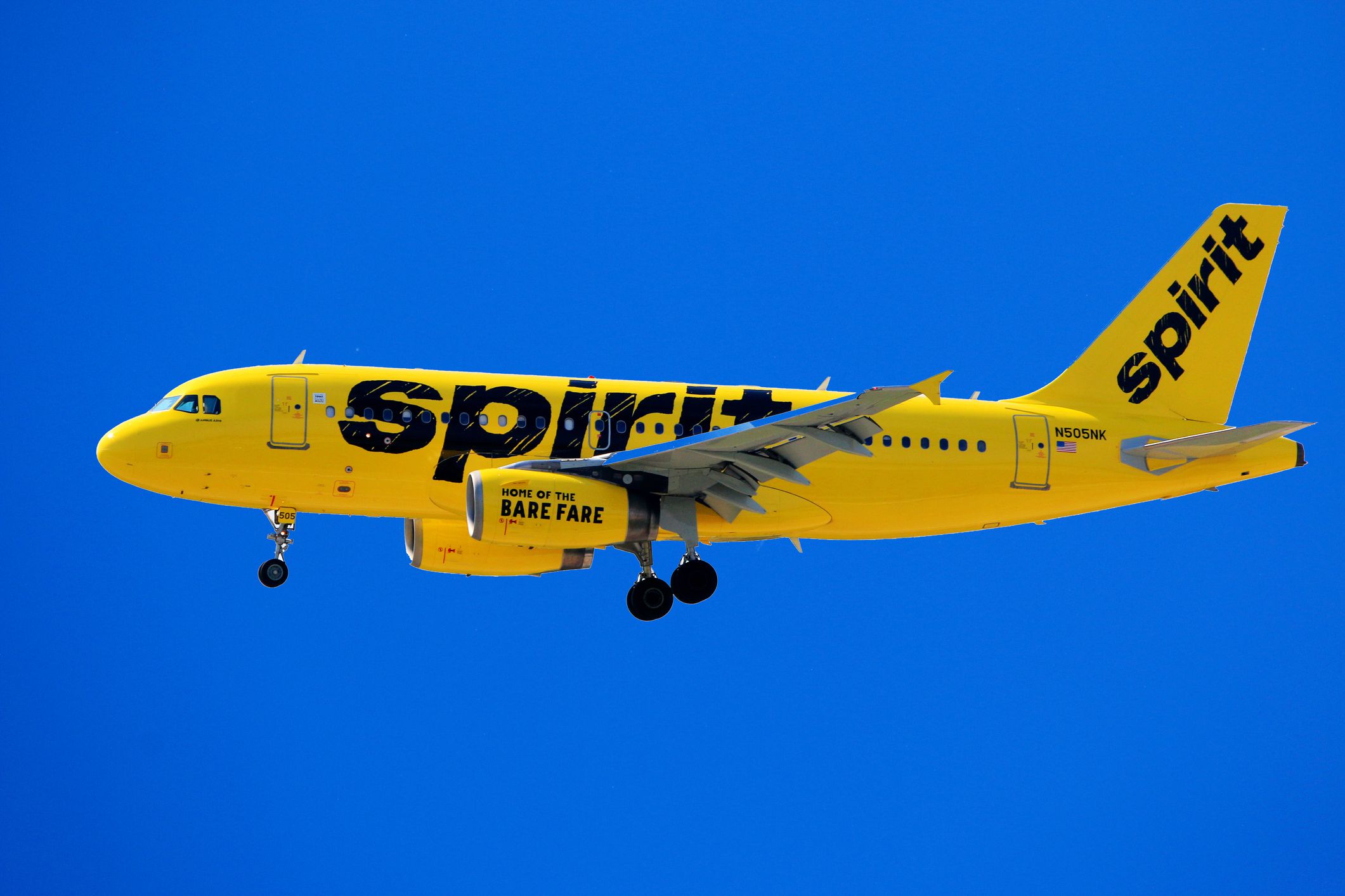 Cleveland, Ohio, USA - July 13, 2015: Spirit Airlines Airbus A320 Aircraft landing at Cleveland Hopkins International Airport (CLE).