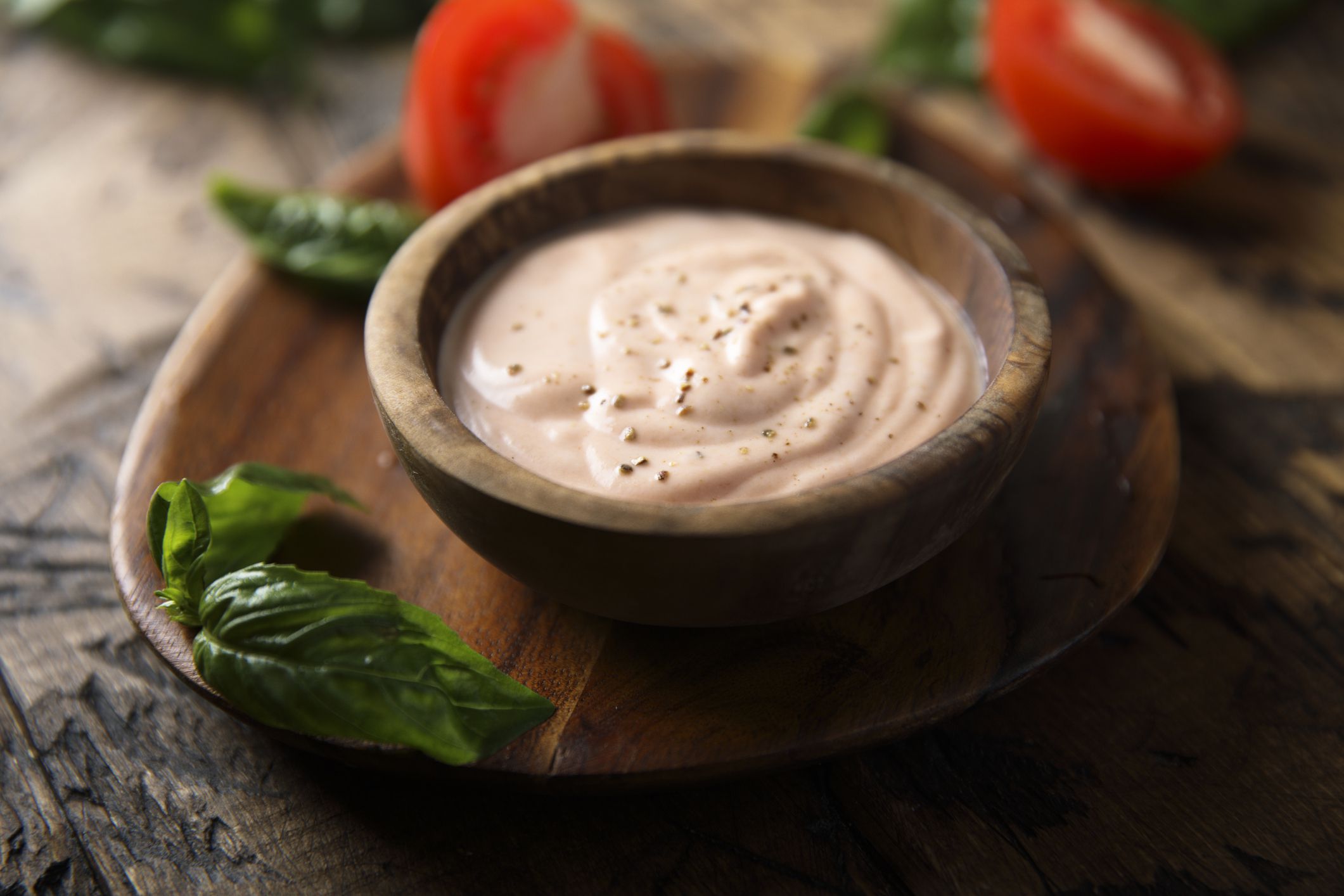 Traditional homemade mayo sauce with tomato