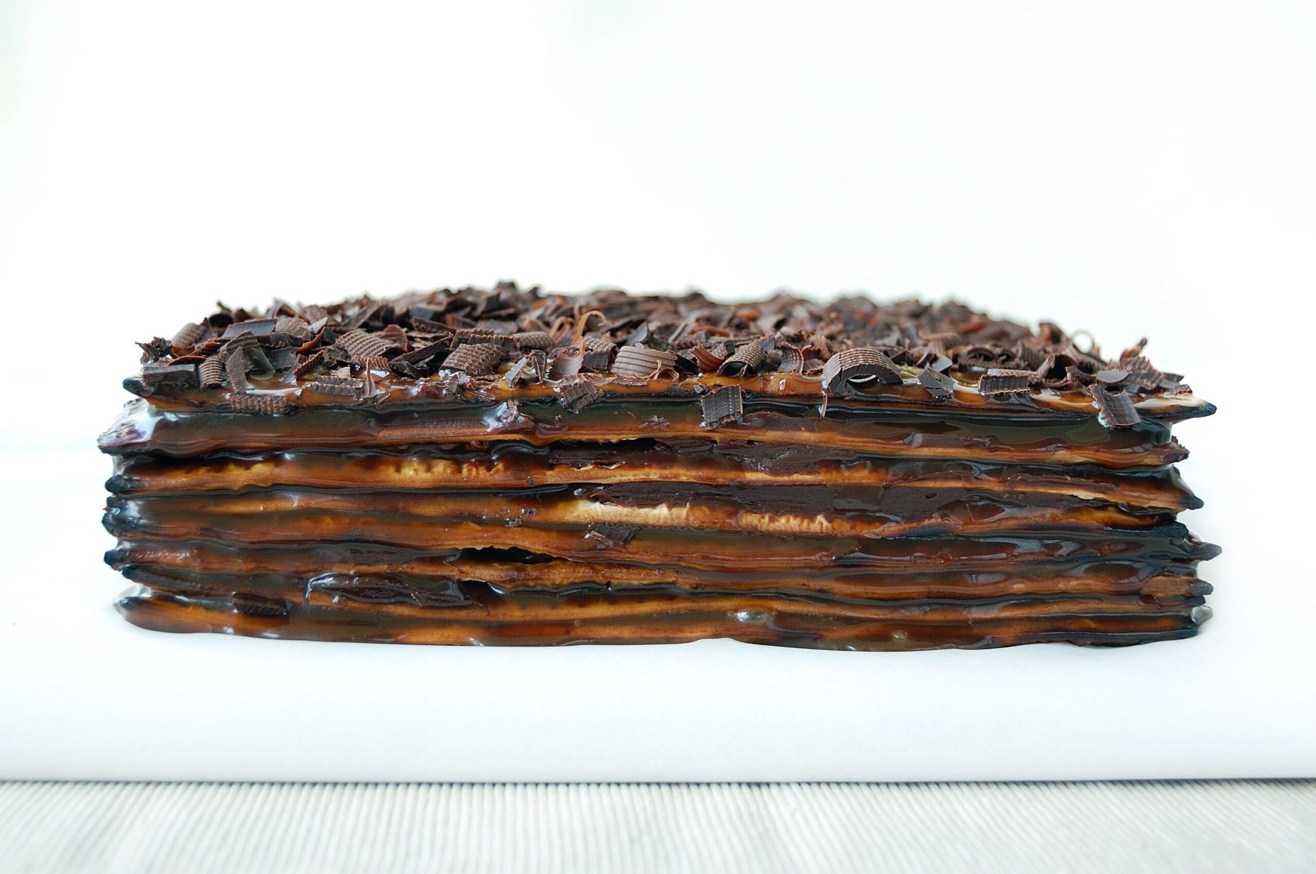 Jewish matzo caramel and chocolate cake for passover dessert