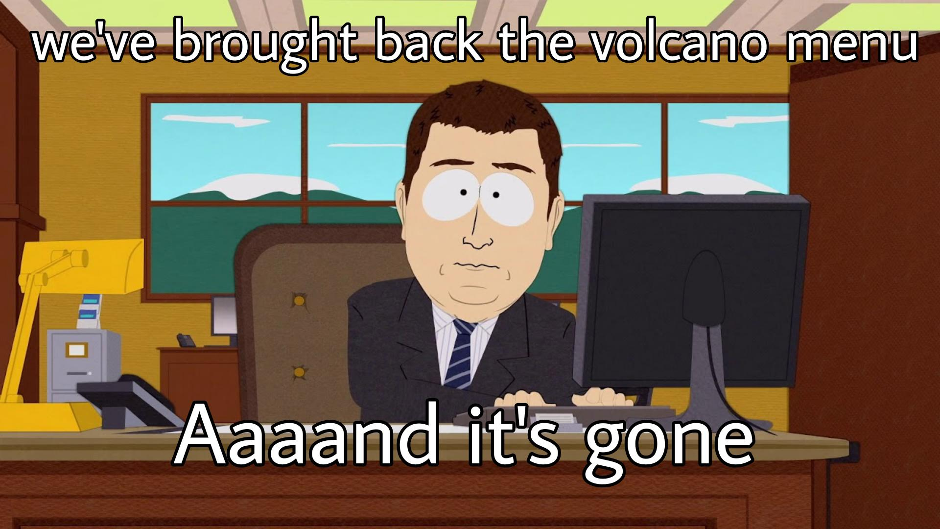 South Park Volcano Menu Taco Bell Meme Reddit