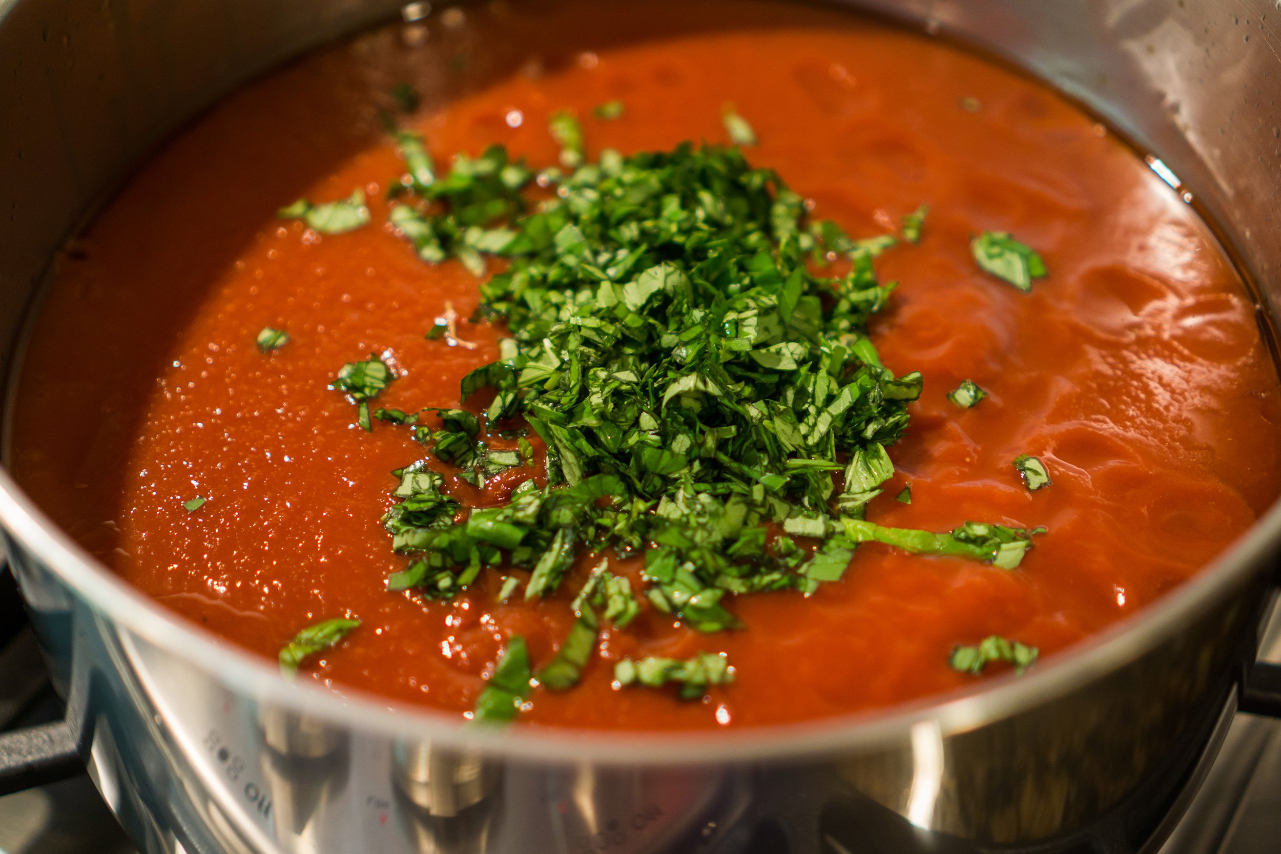 spaghetti sauce in pot on stove