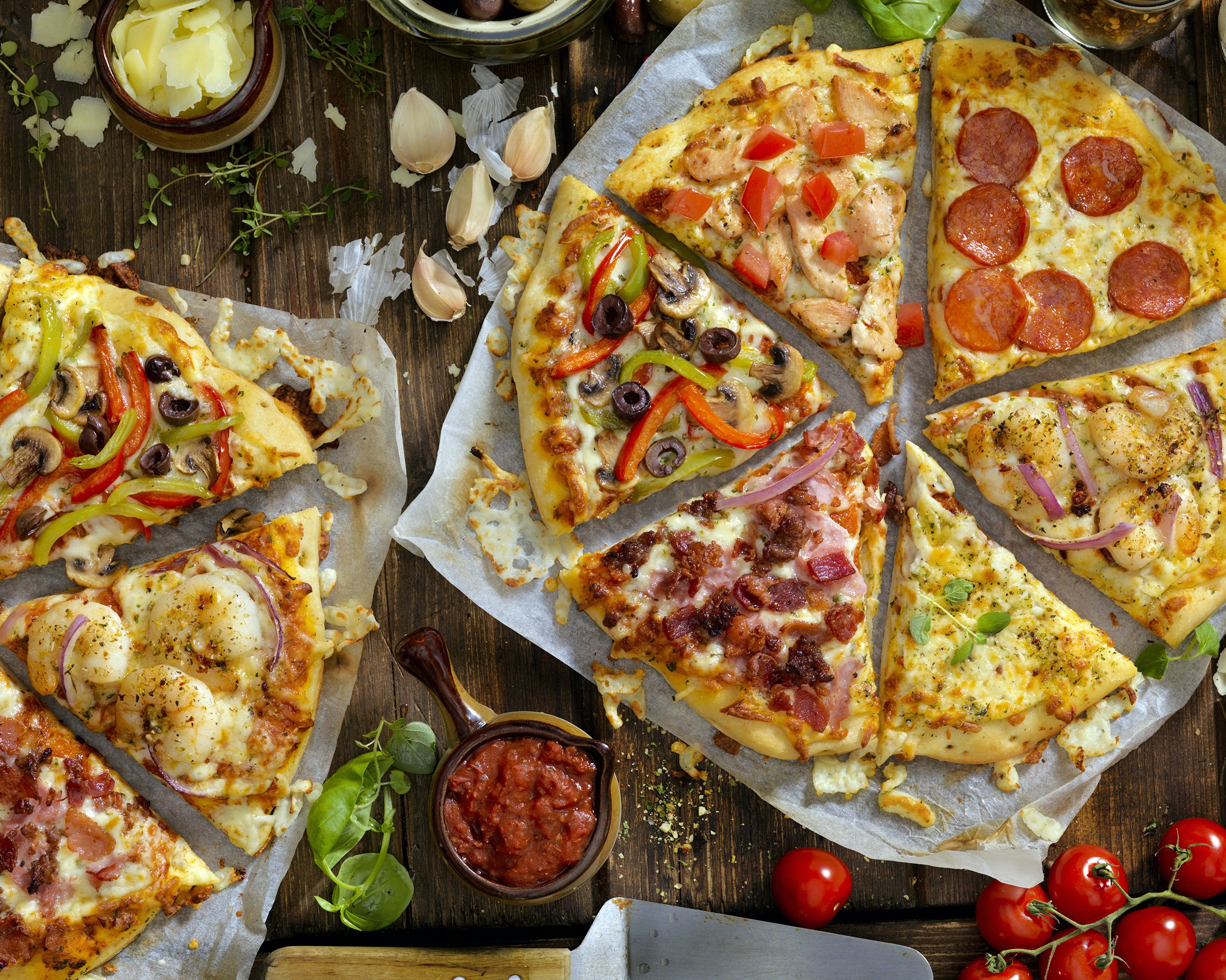 different types of pizza slices