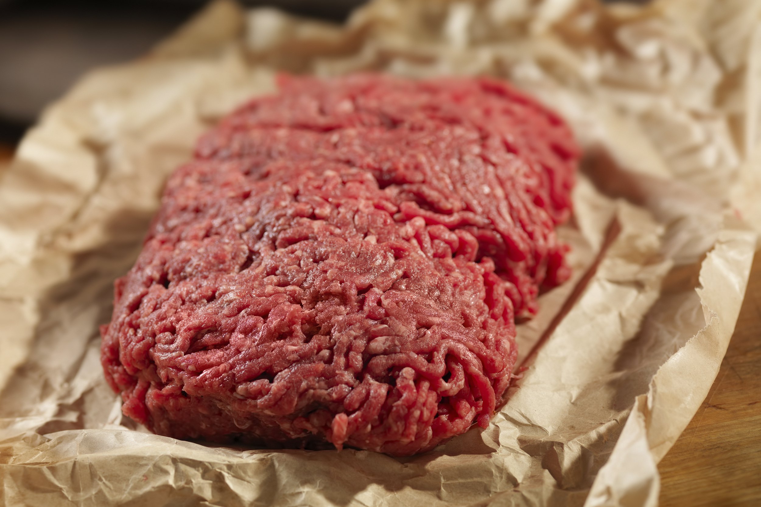 minced meat in butcher paper