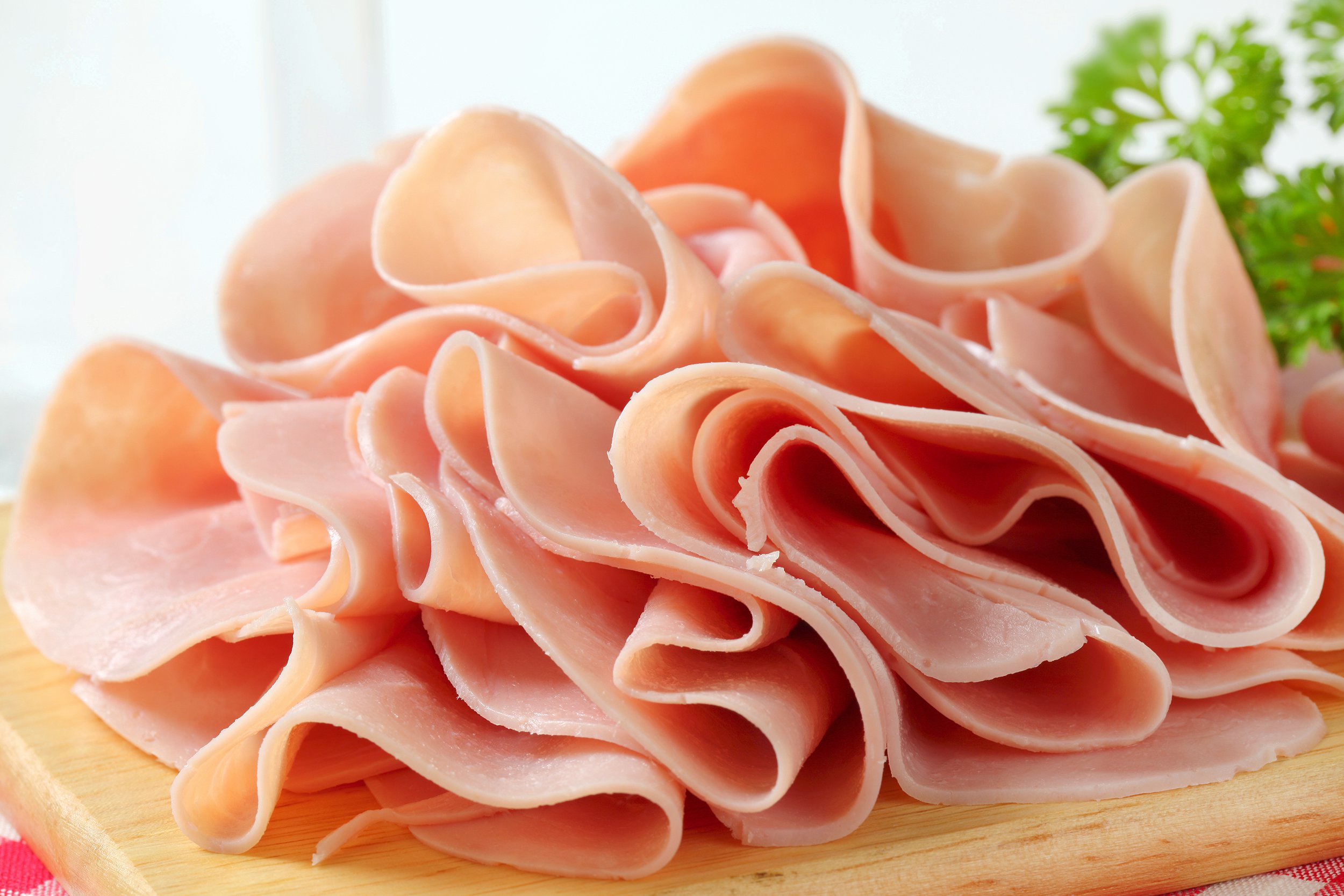 thinly sliced ham