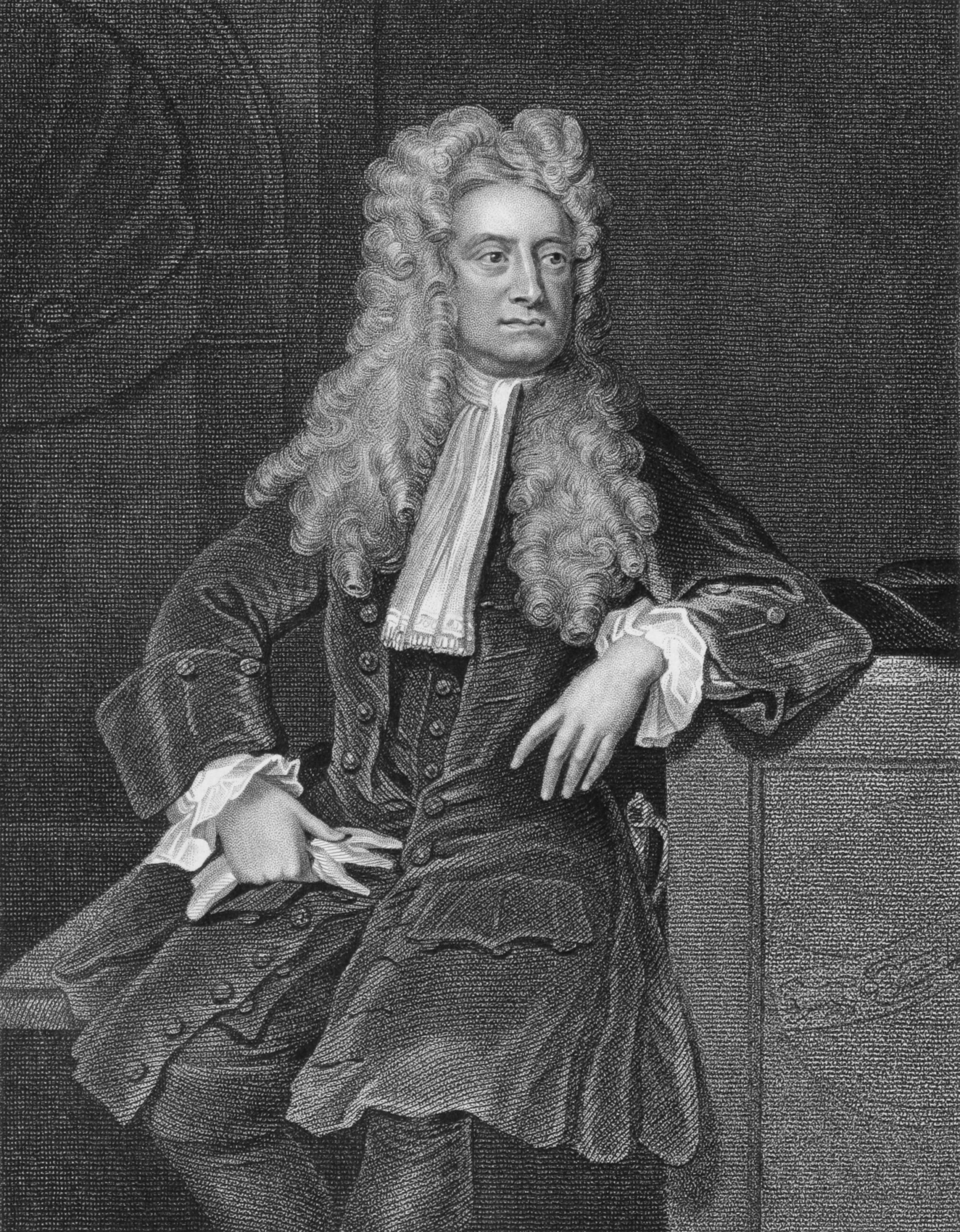 Engraving of Sir Isaac Newton, 1800s, engraved by W.T. Fry and published by the London Printing and Publishing Company