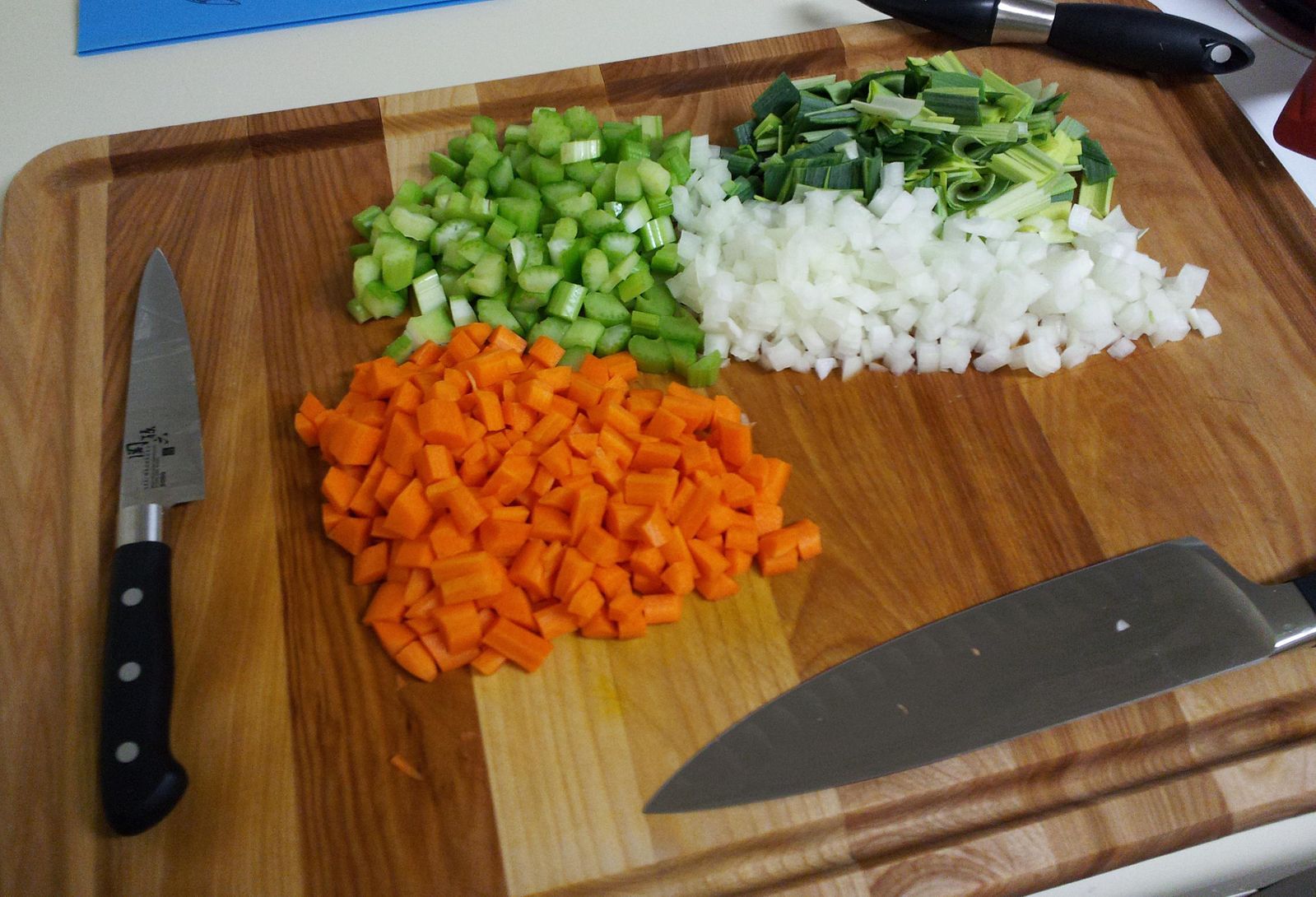 mirepoix on a cutting board