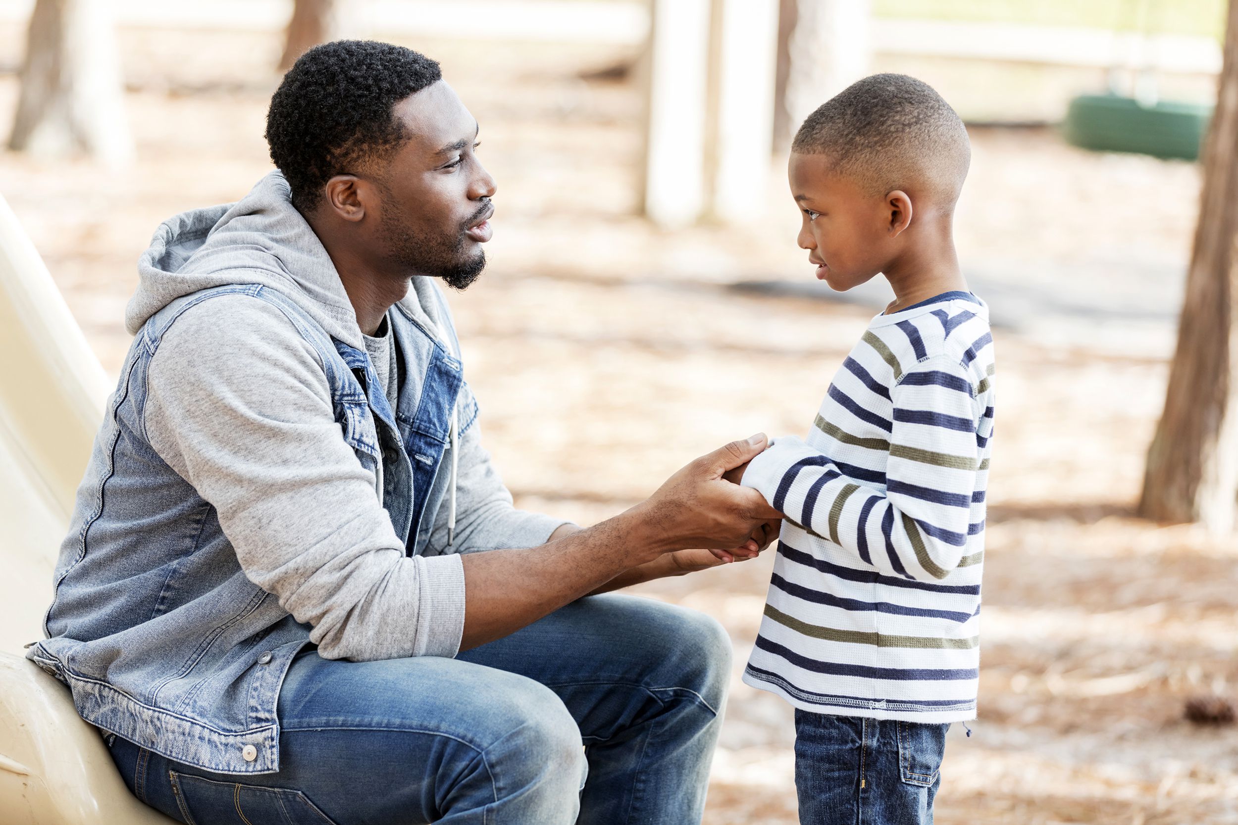 Father and son talking