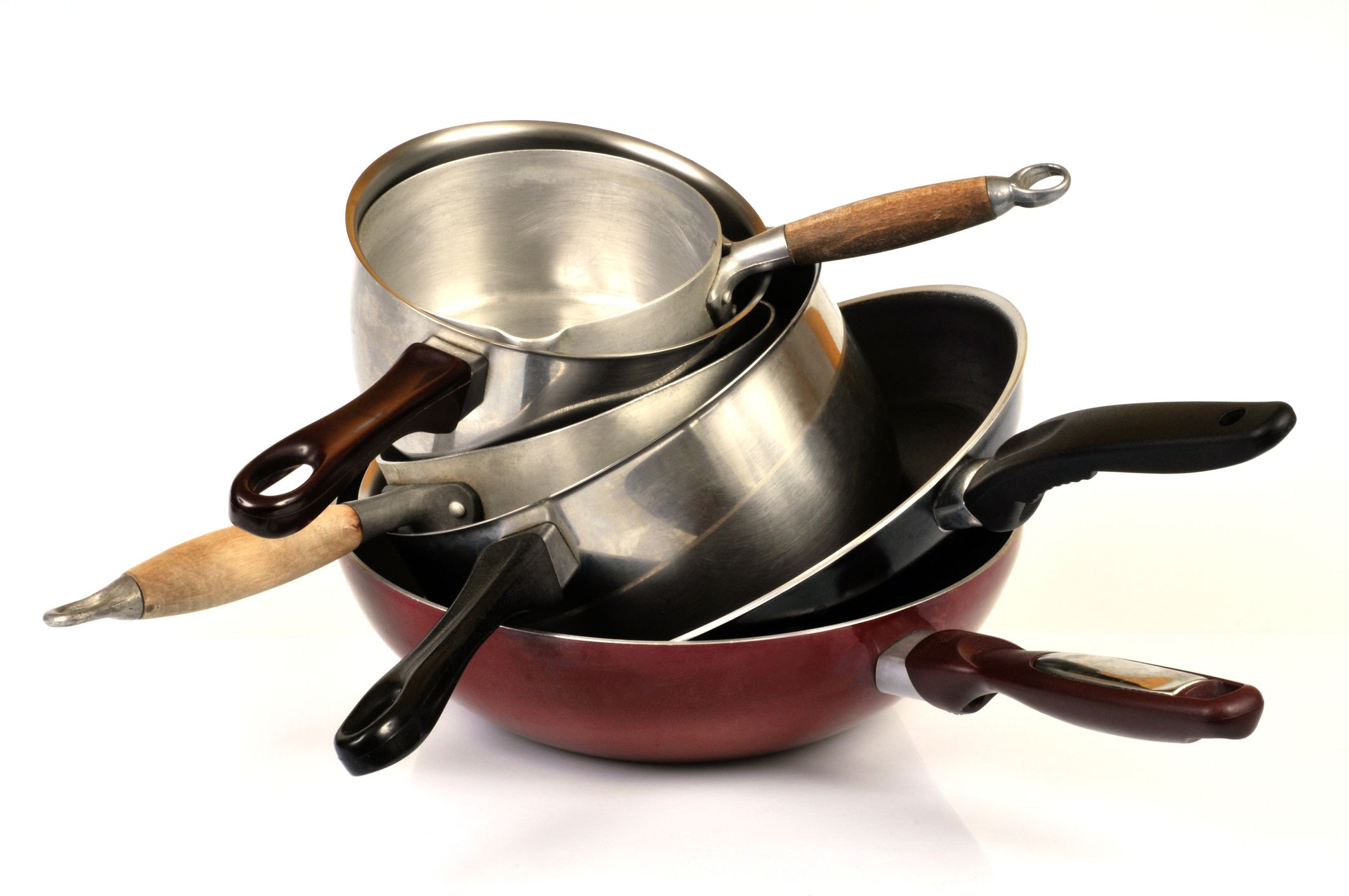 Stacked pots and pans