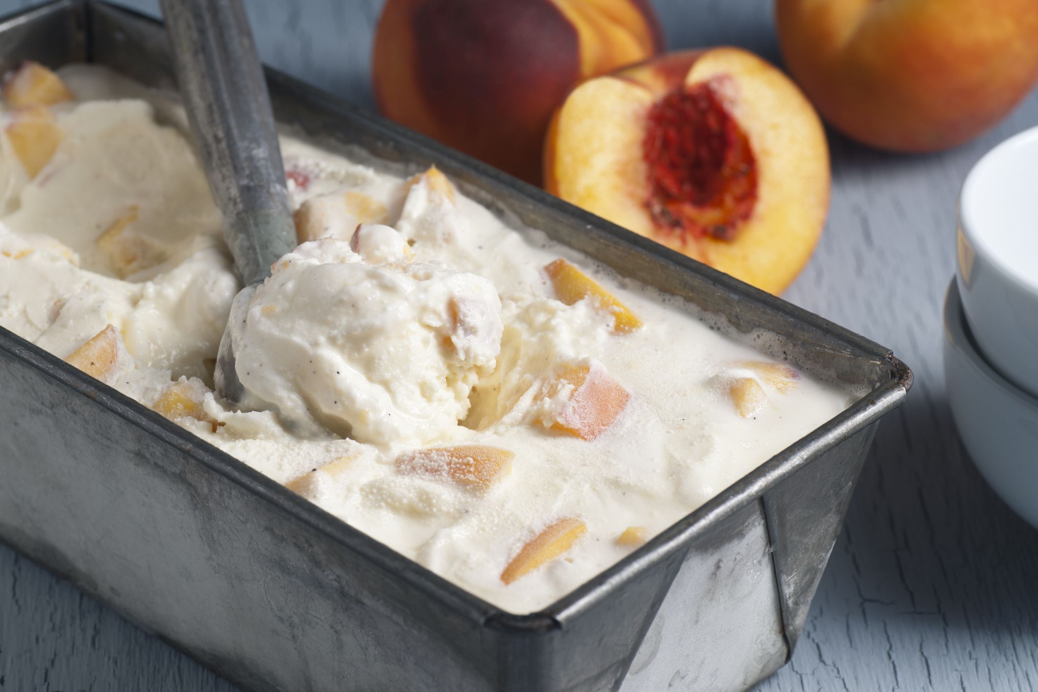 Homemade peach ice cream.