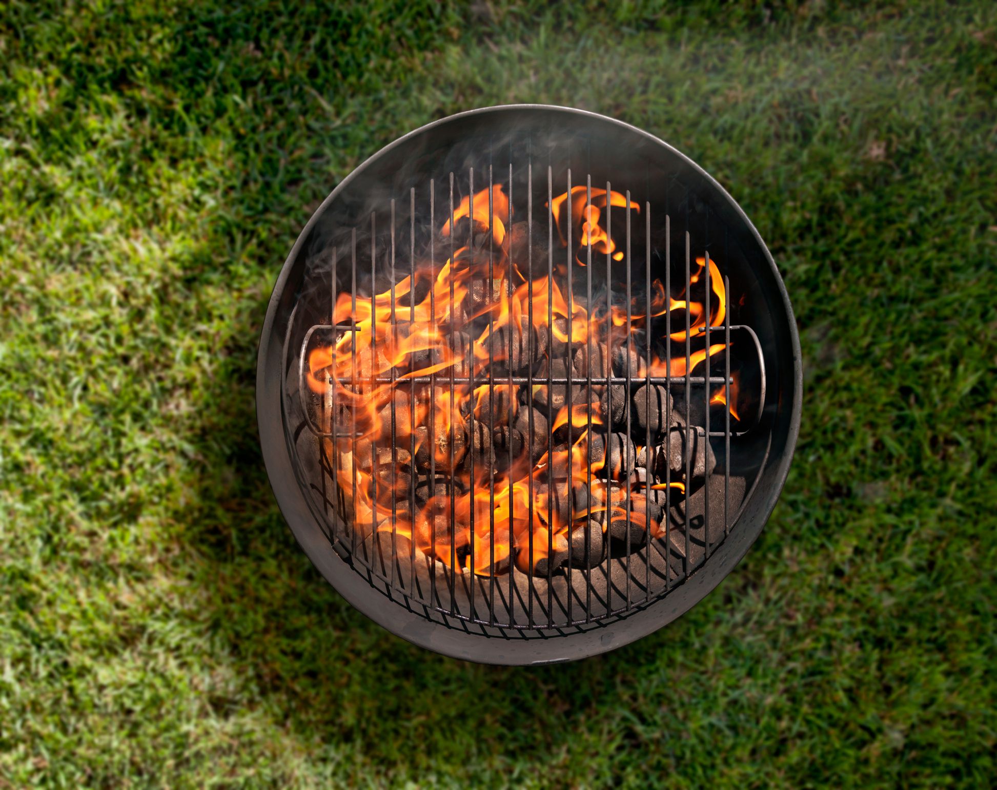 Charcoal BBQ in the Backyard on Grass-Photographed on a Hasselblad H3D11-39 megapixel Camera System