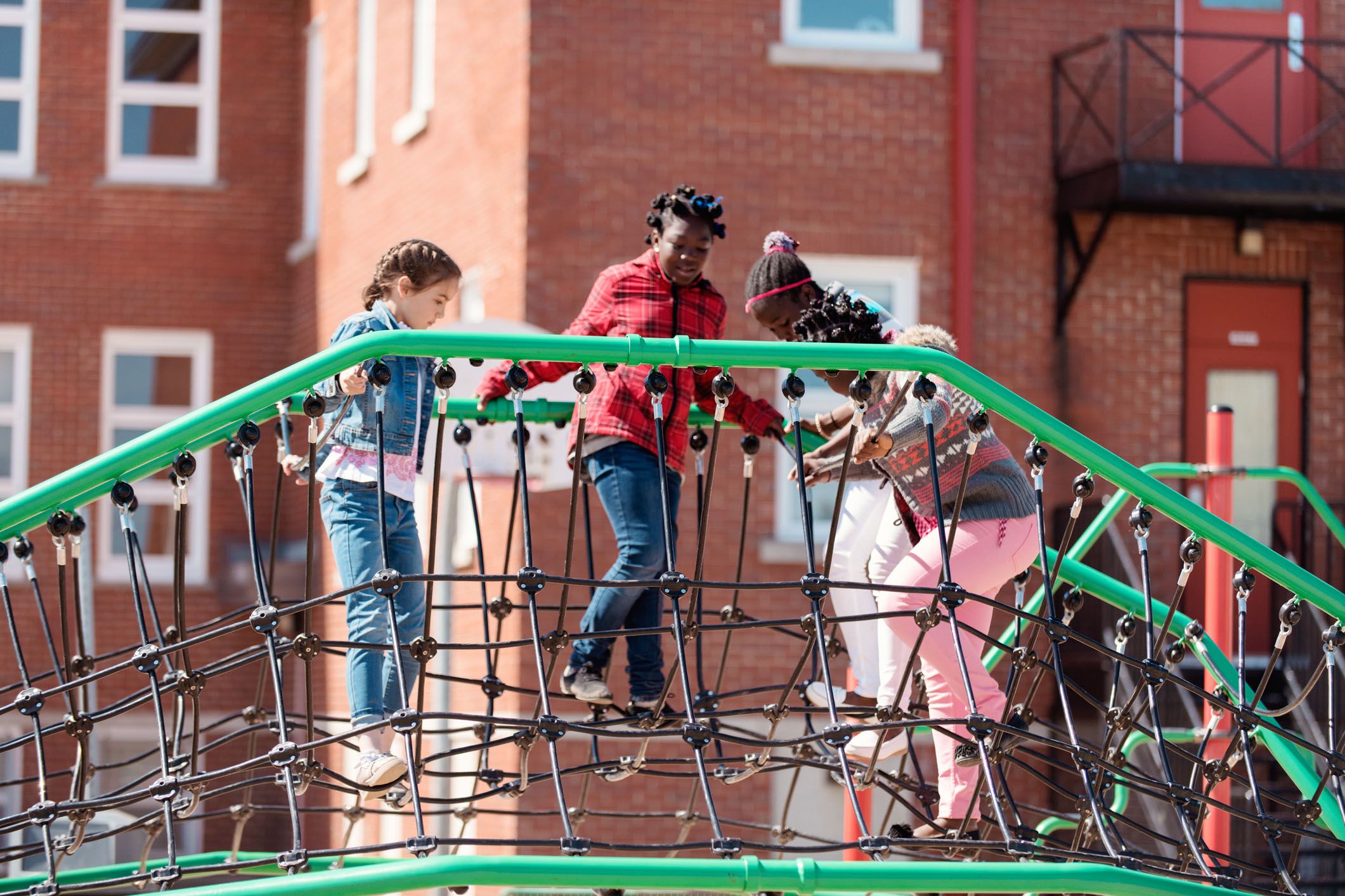 elementary school students playing at recess