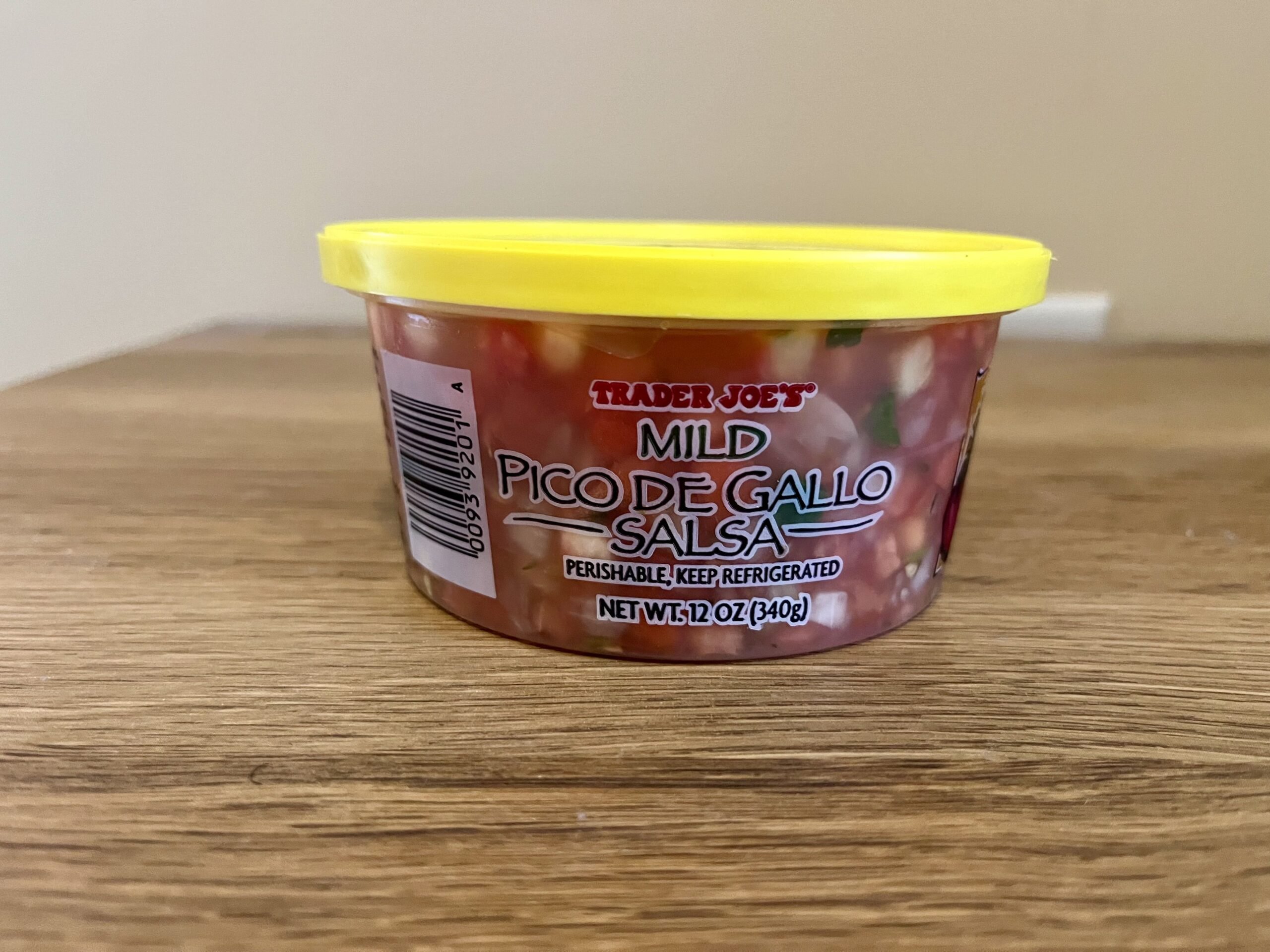 a tub of fresh pico de gallo salsa from trader joes