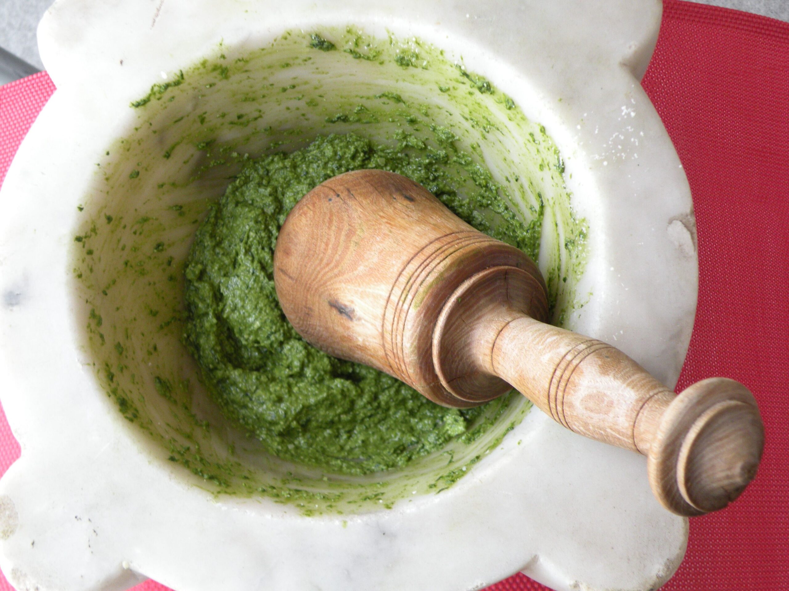 freshly made pesto in a bowl