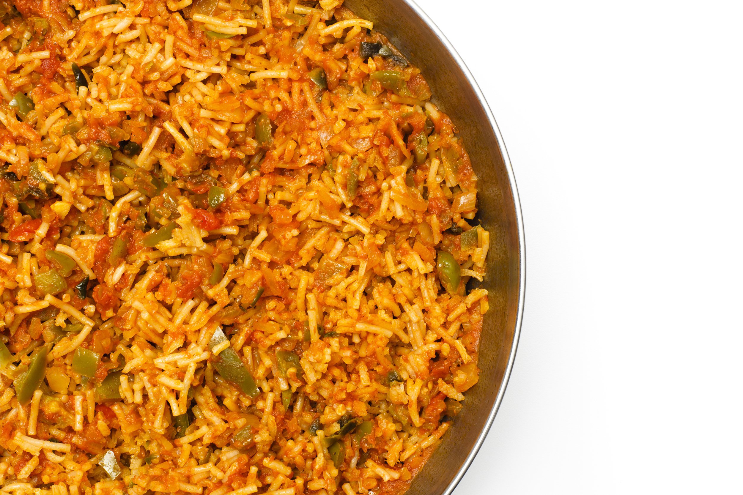 Rice with green peppers and tomatoes