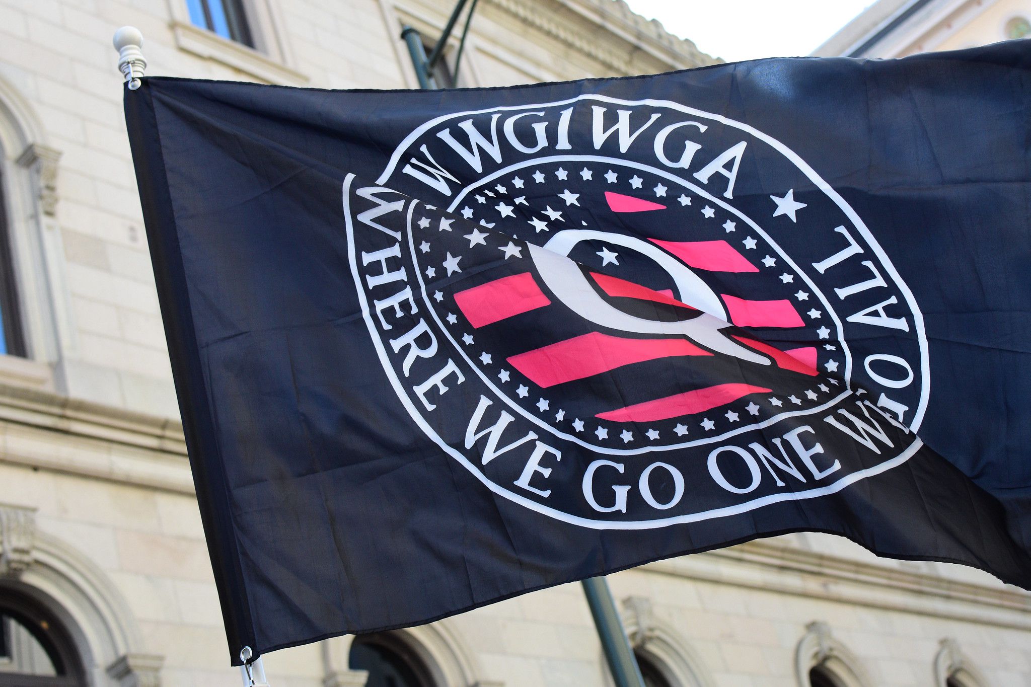 QAnon flag at a rally in 2020