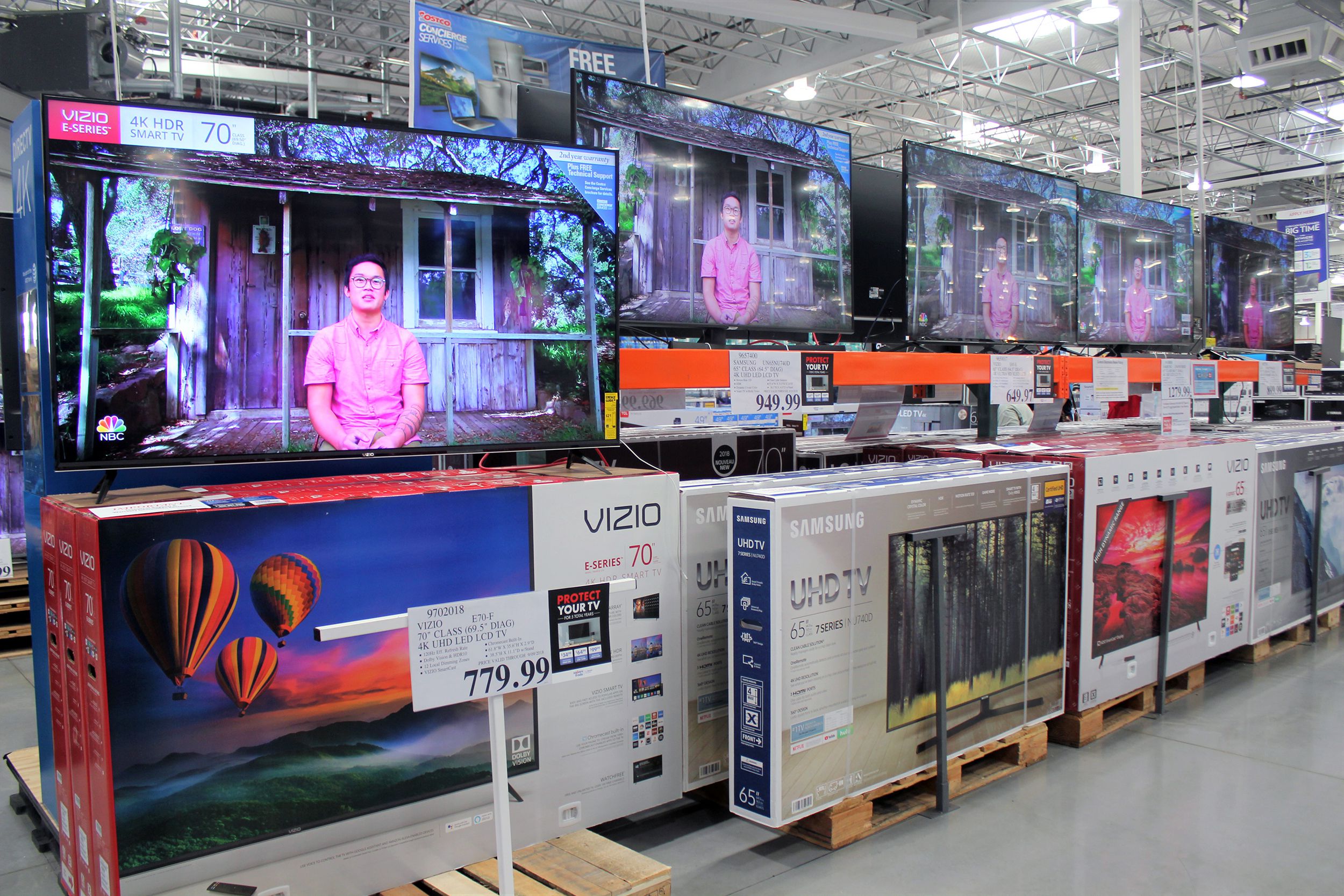 TV aisle at Costco