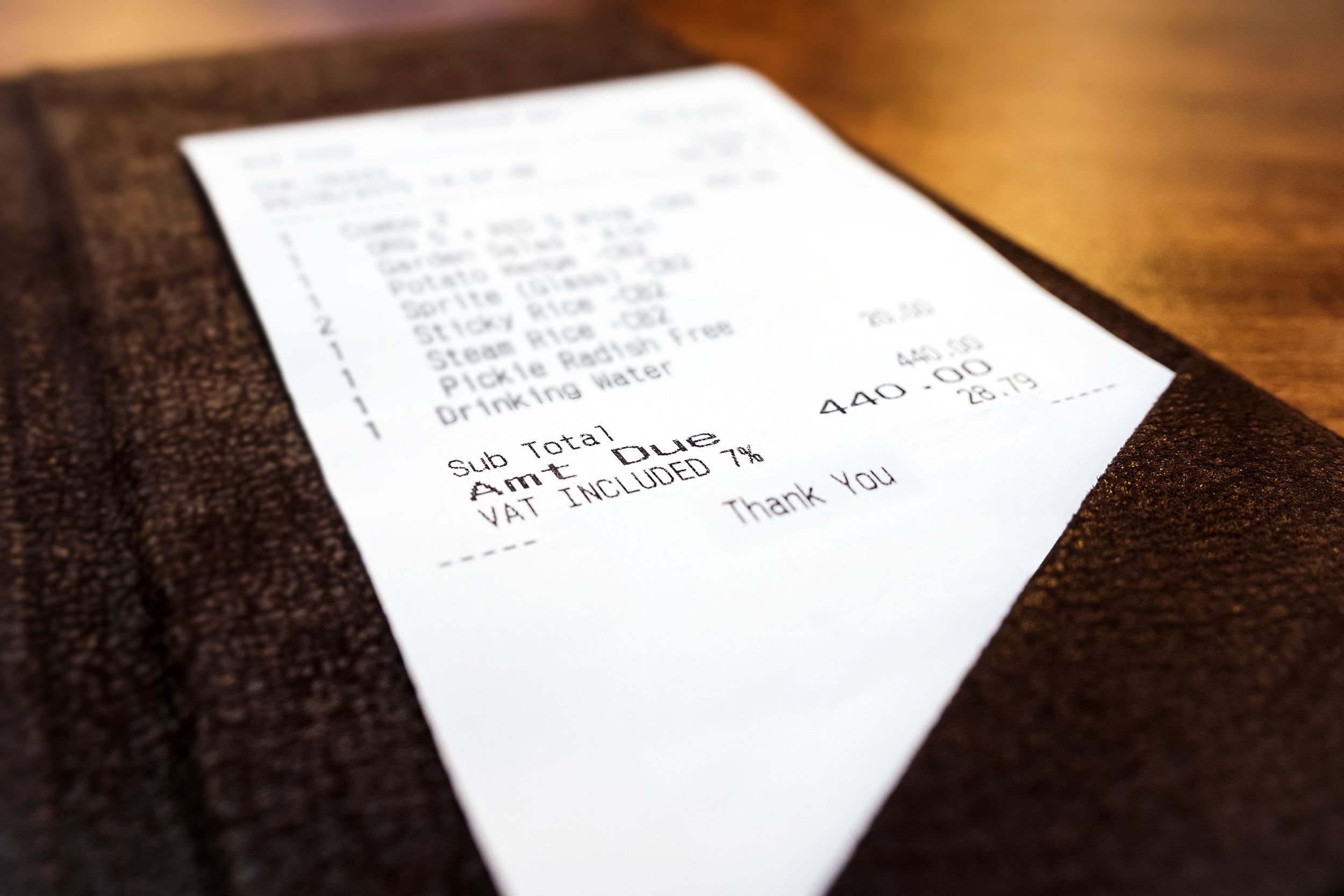 Restaurant bill