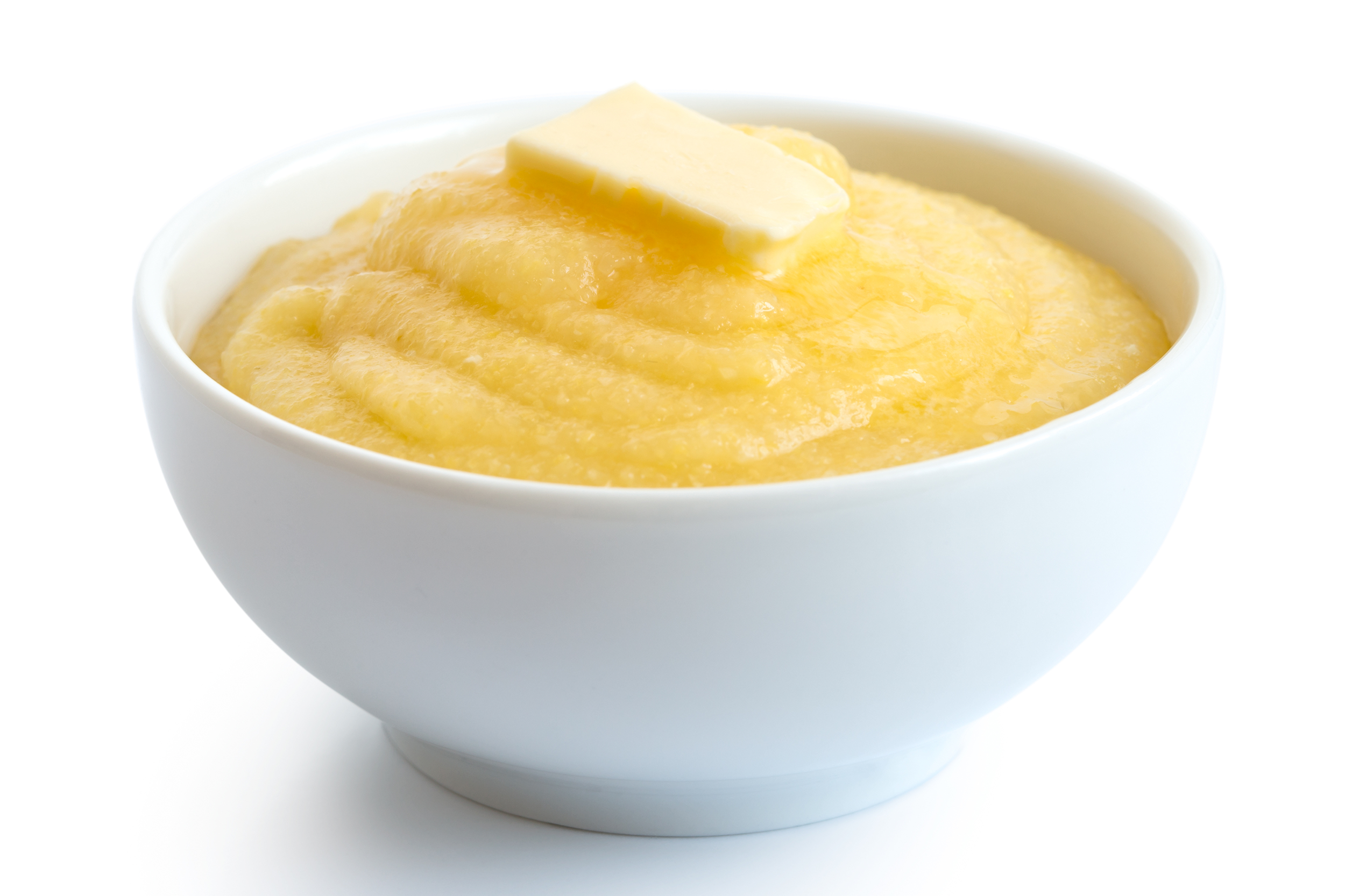 Bowl of cornmeal with butter
