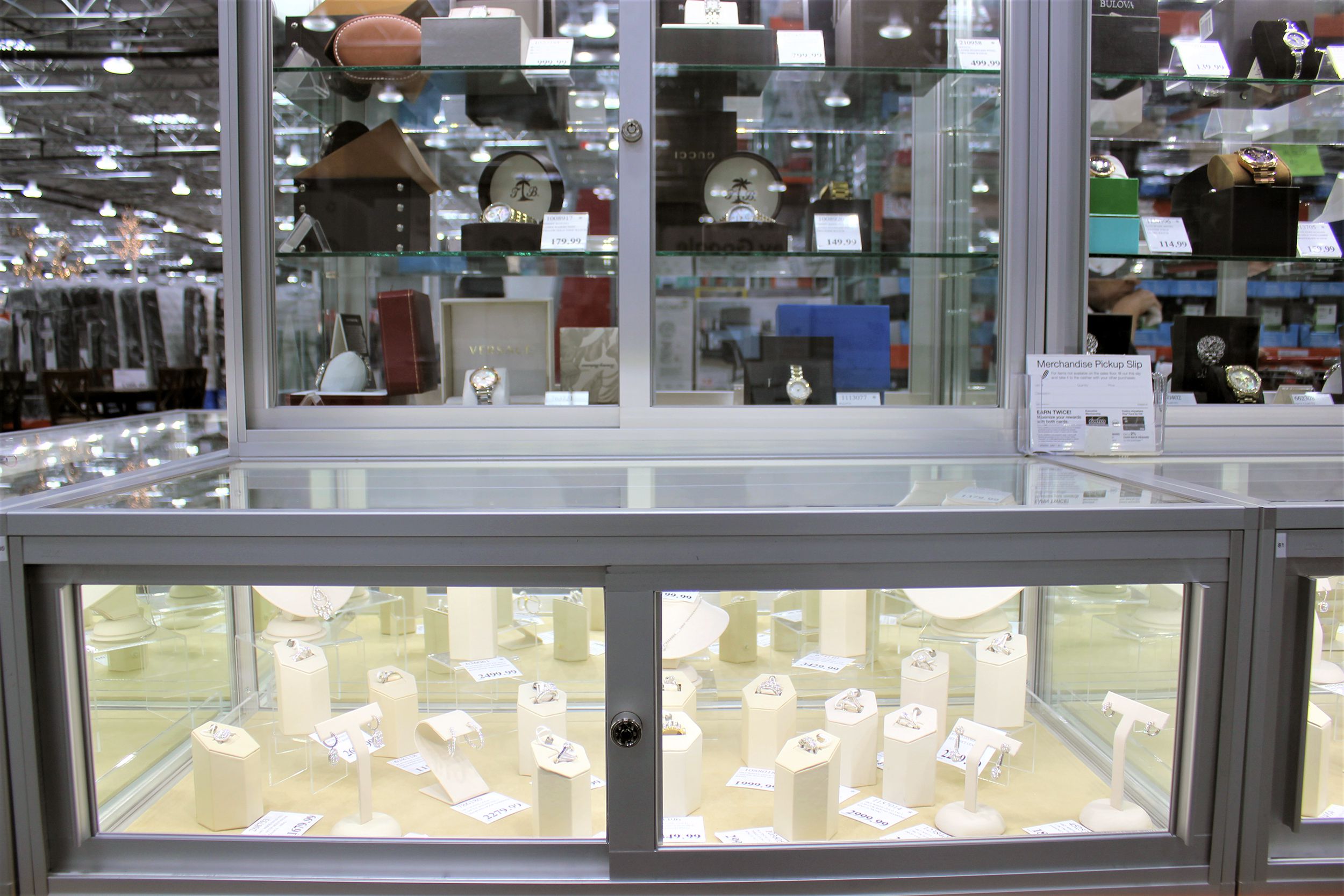 Jewelry section at Costco