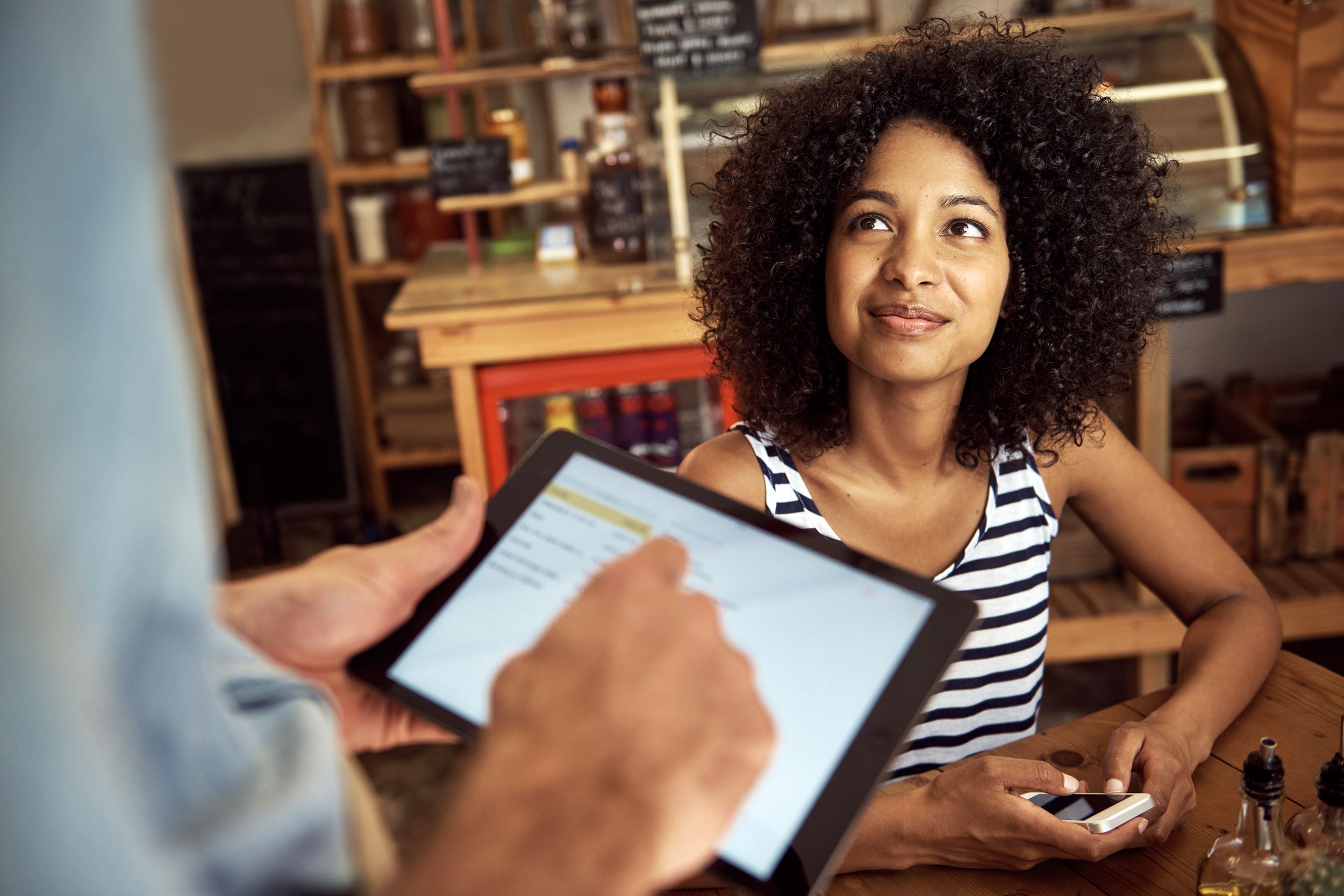 Woman looking at her server