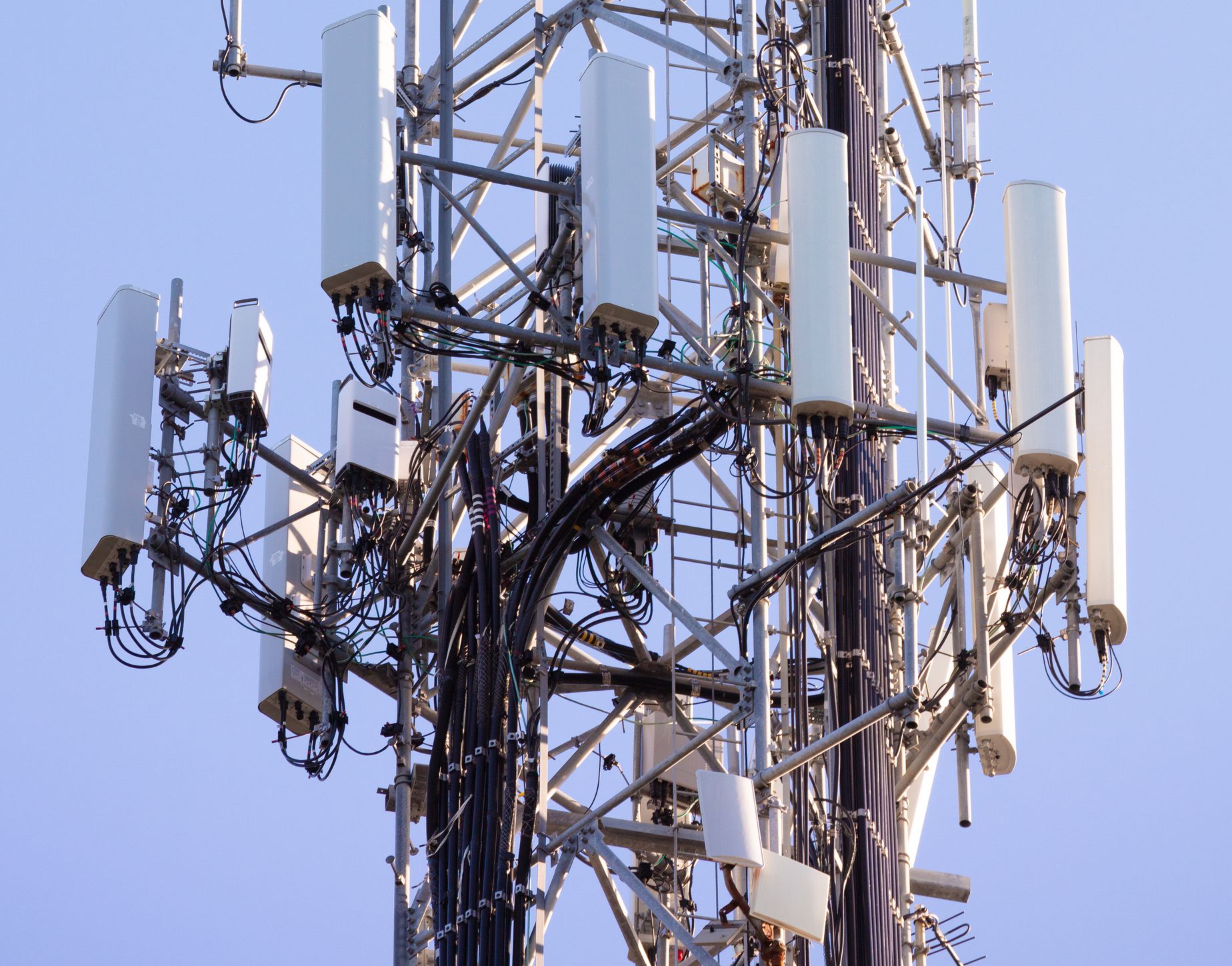 5G communications tower for mobile phone and video data transmission
