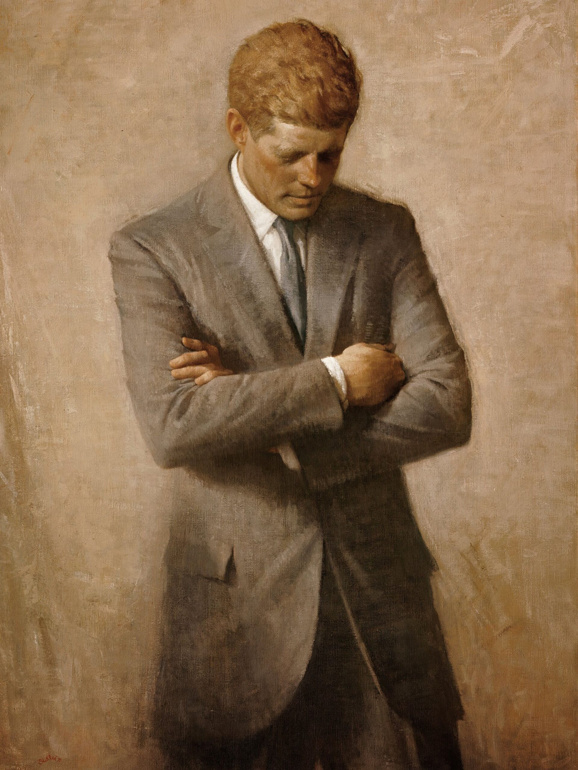 The official White House portrait of John F. Kennedy, painted by Aaron Shikler