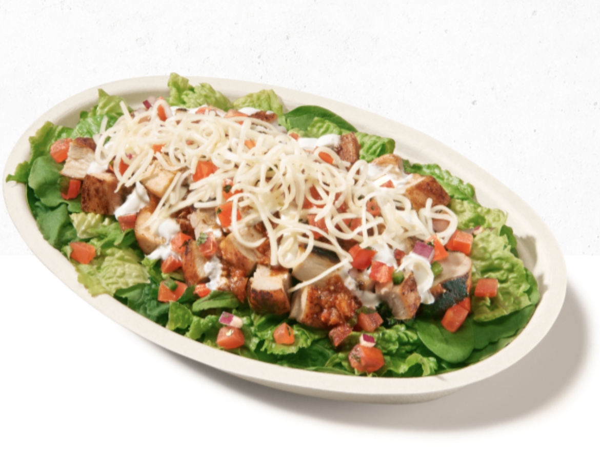 12. High-Protein Bowl at Chipotle: Steak Salad Bowl With Fajita Veggies, Guacamole, and Chili-Corn Salsa