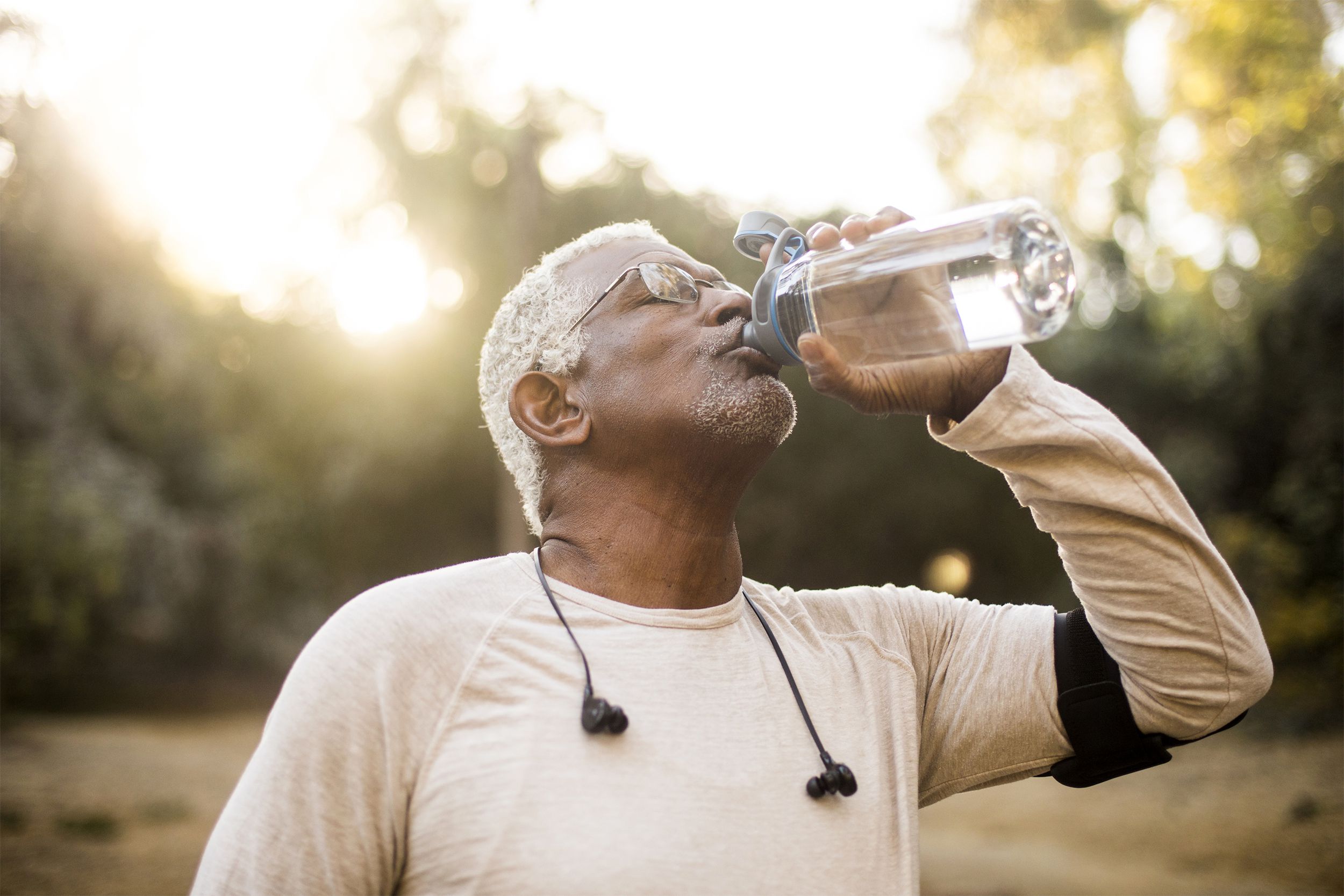 Man drinking water bottle