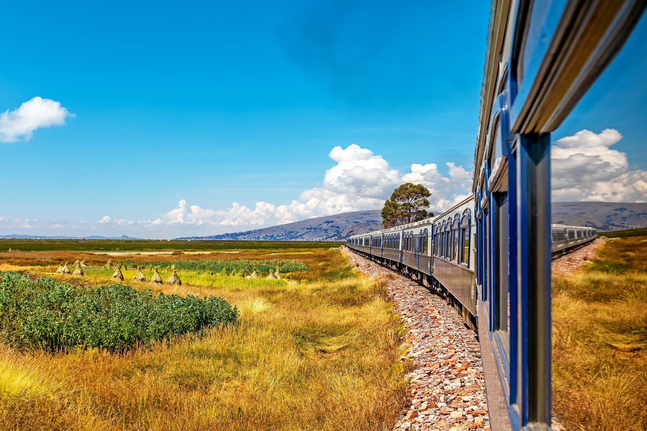 Scenery along the train journey from Arequipa to Cusco. Peru.