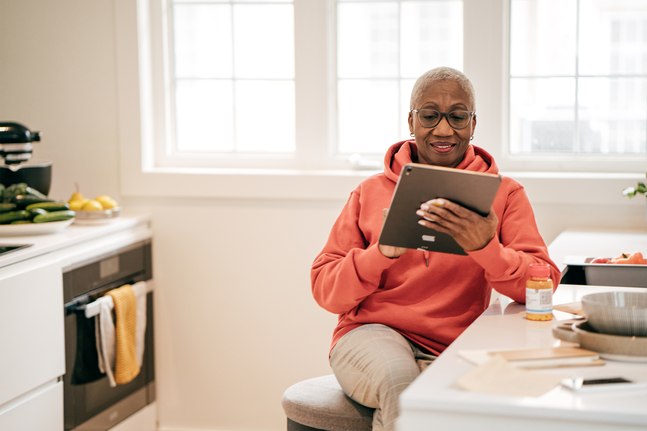 senior woman on tablet