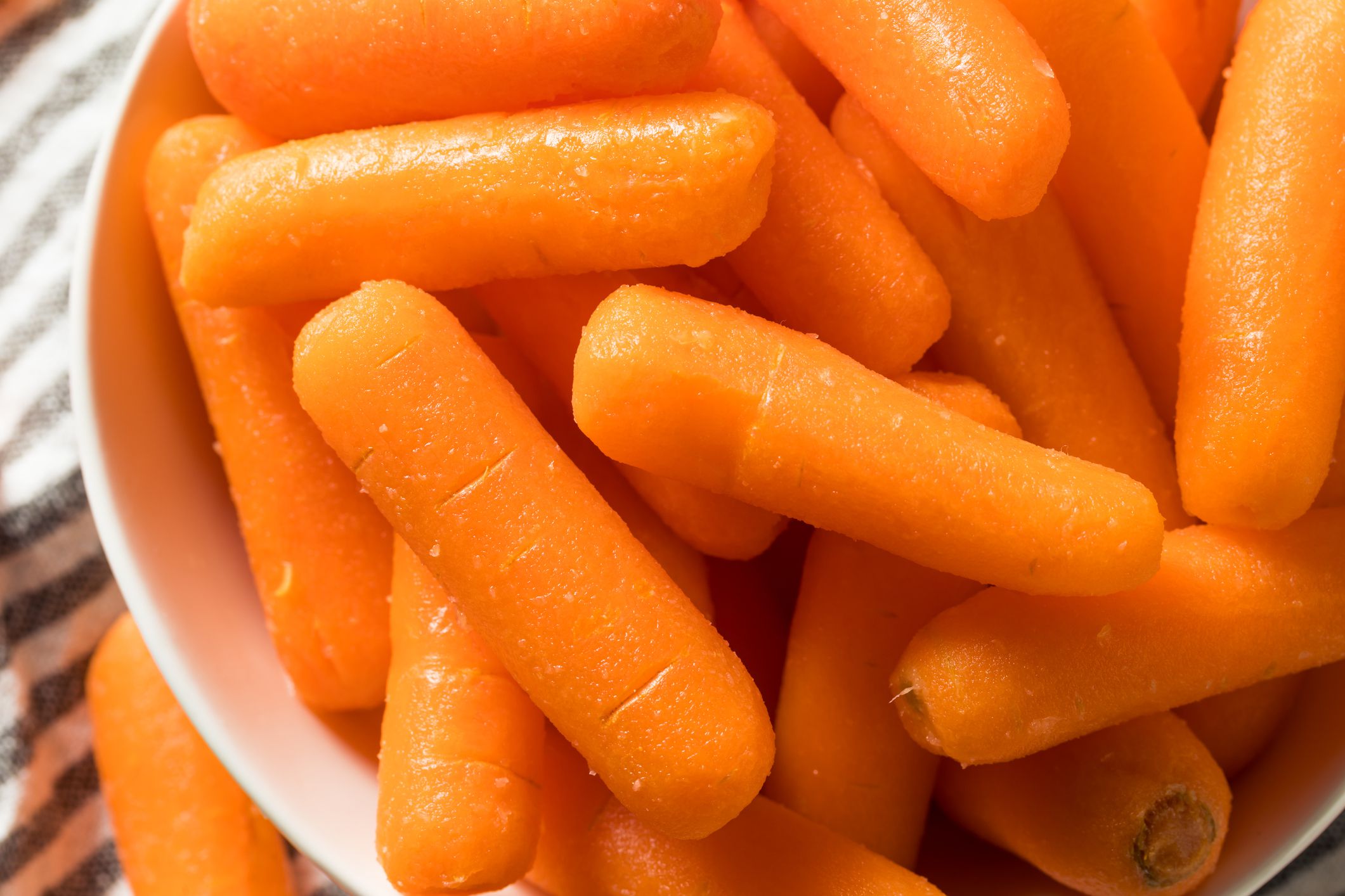 Raw Organic Baby Carrots in a Bowl