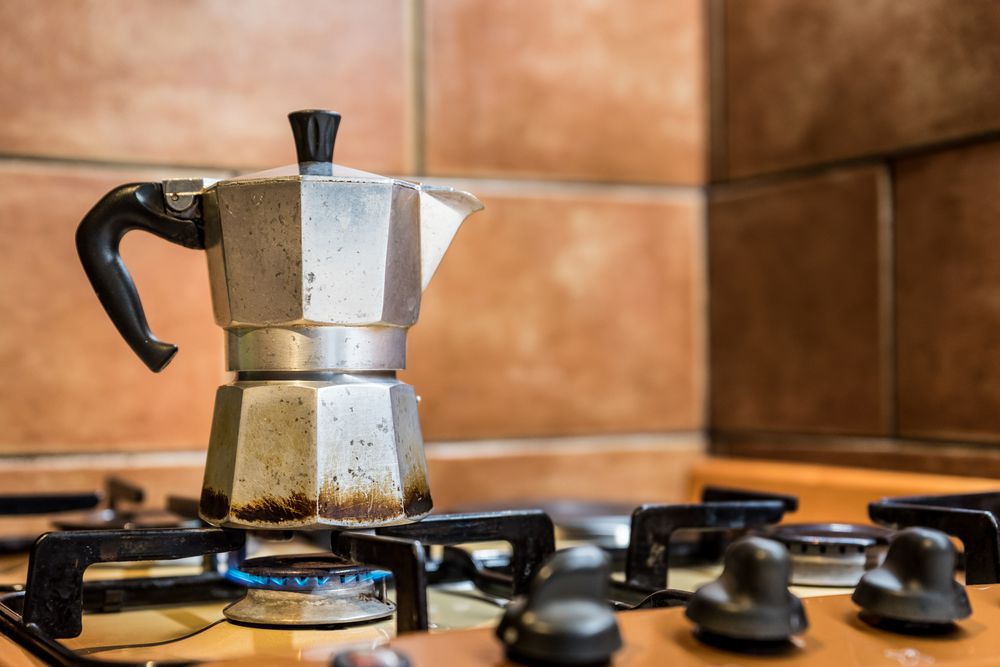 Morning Coffee - Italian Espresso Coffee Maker on Stove