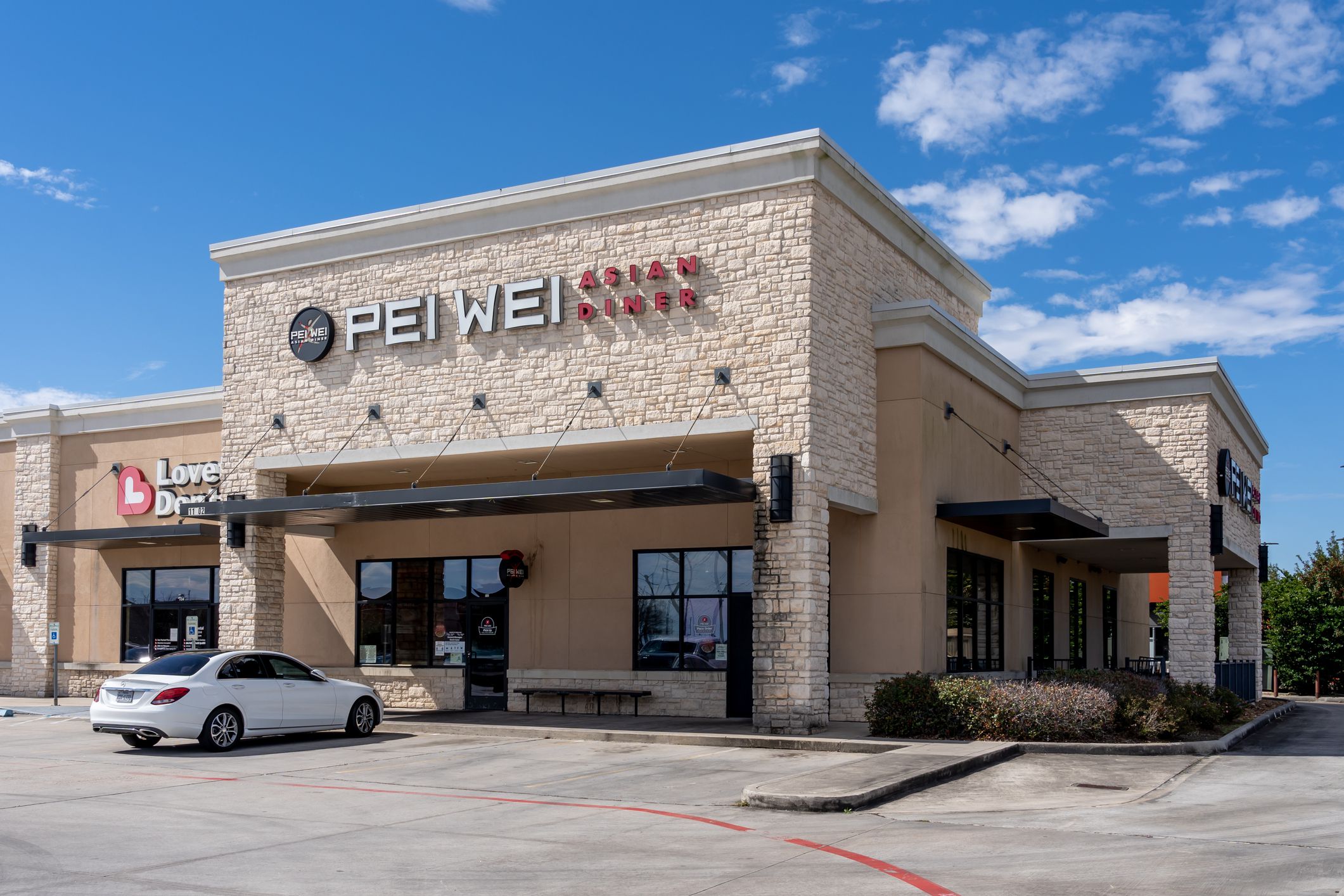 Pearland, Texas, USA - February 19, 2022: A Pei Wei Asian Diner restaurant in Pearland, Texas, USA. Pei Wei Asian Diner, LLC is an American restaurant chain serving Pan Asian fare.