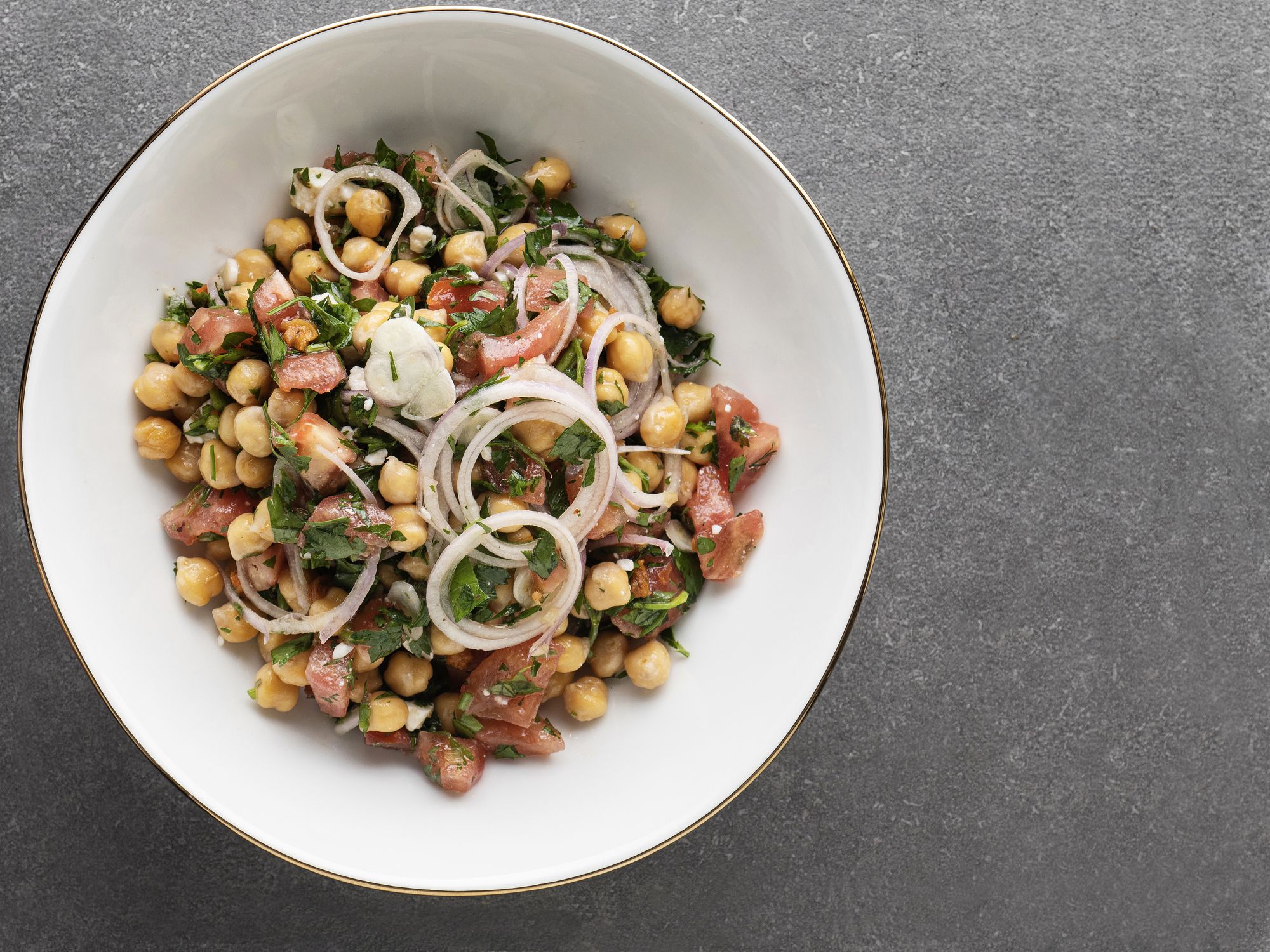 Chick-Pea, Salad, Black Color, Bowl, Cooked, Bean, Parsley, Springtime, Mediterranean Culture