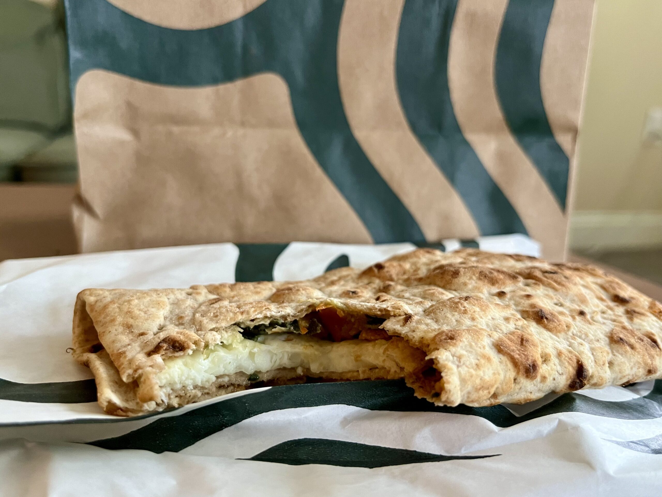 a Spinach, Feta, and Egg White Wrap from starbucks