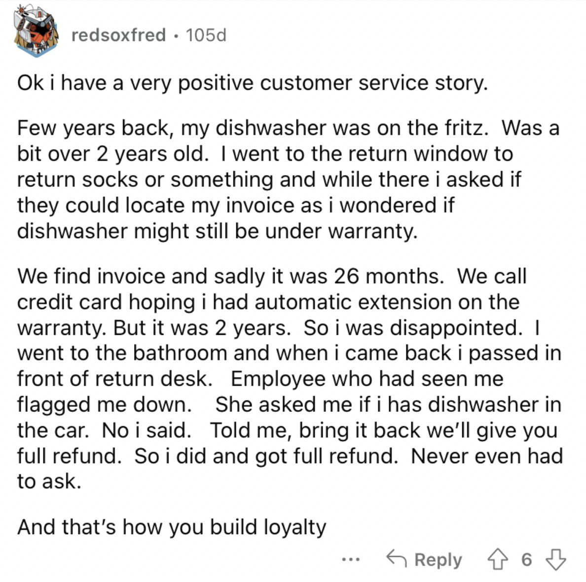 Reddit screenshot about Costco building customer loyalty.