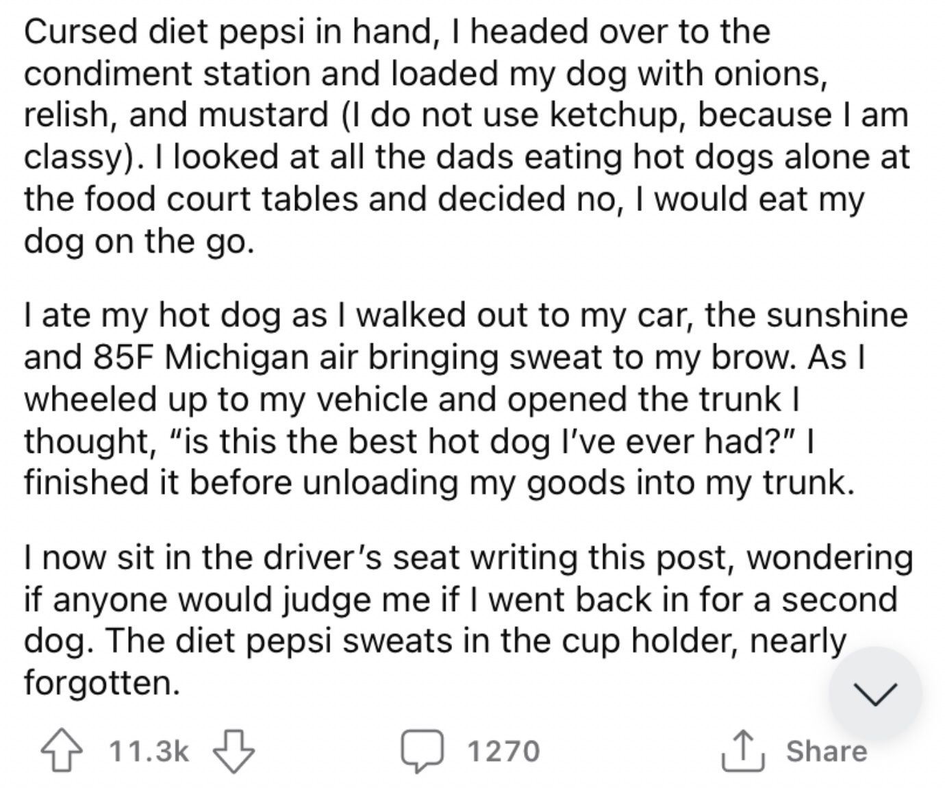 Reddit screenshot about the hype behind Costco hot dogs.