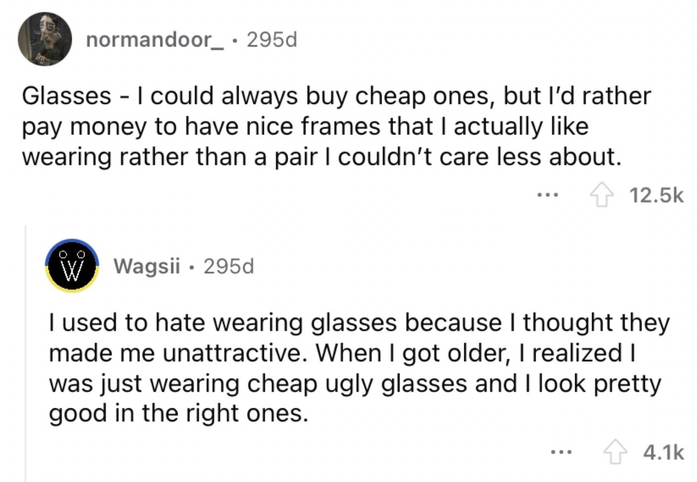 Reddit screenshot about growing costs of glasses.