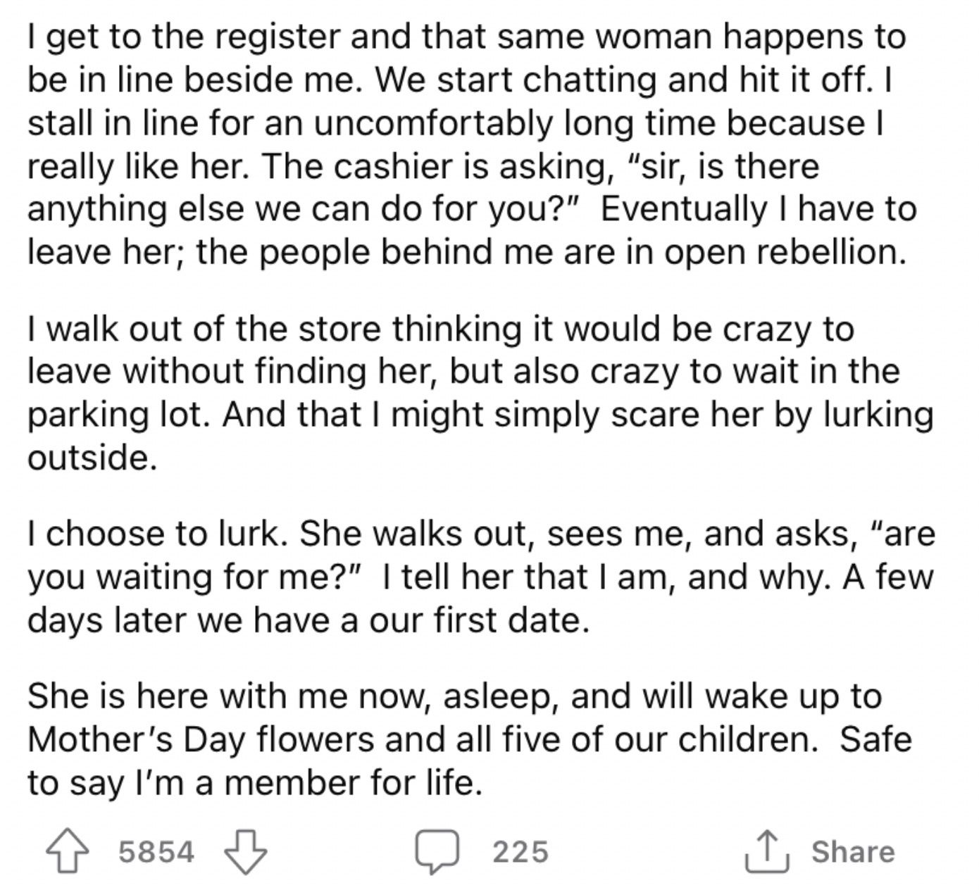 Reddit screenshot about couple falling in love at Costco.