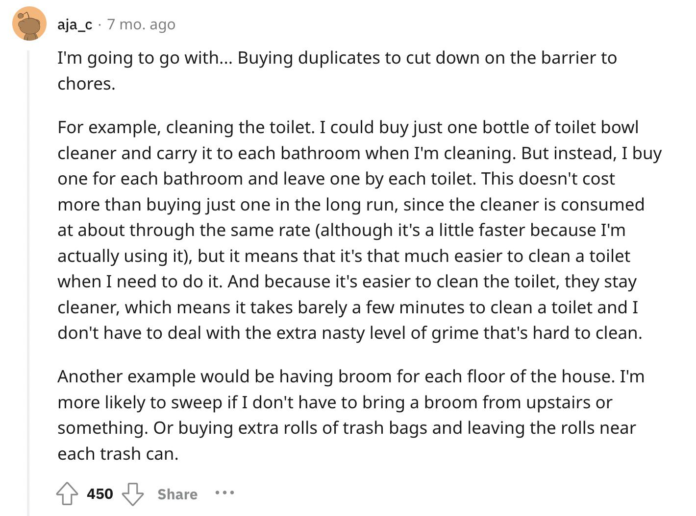 Reddit screenshot about the value of buying duplicate items.