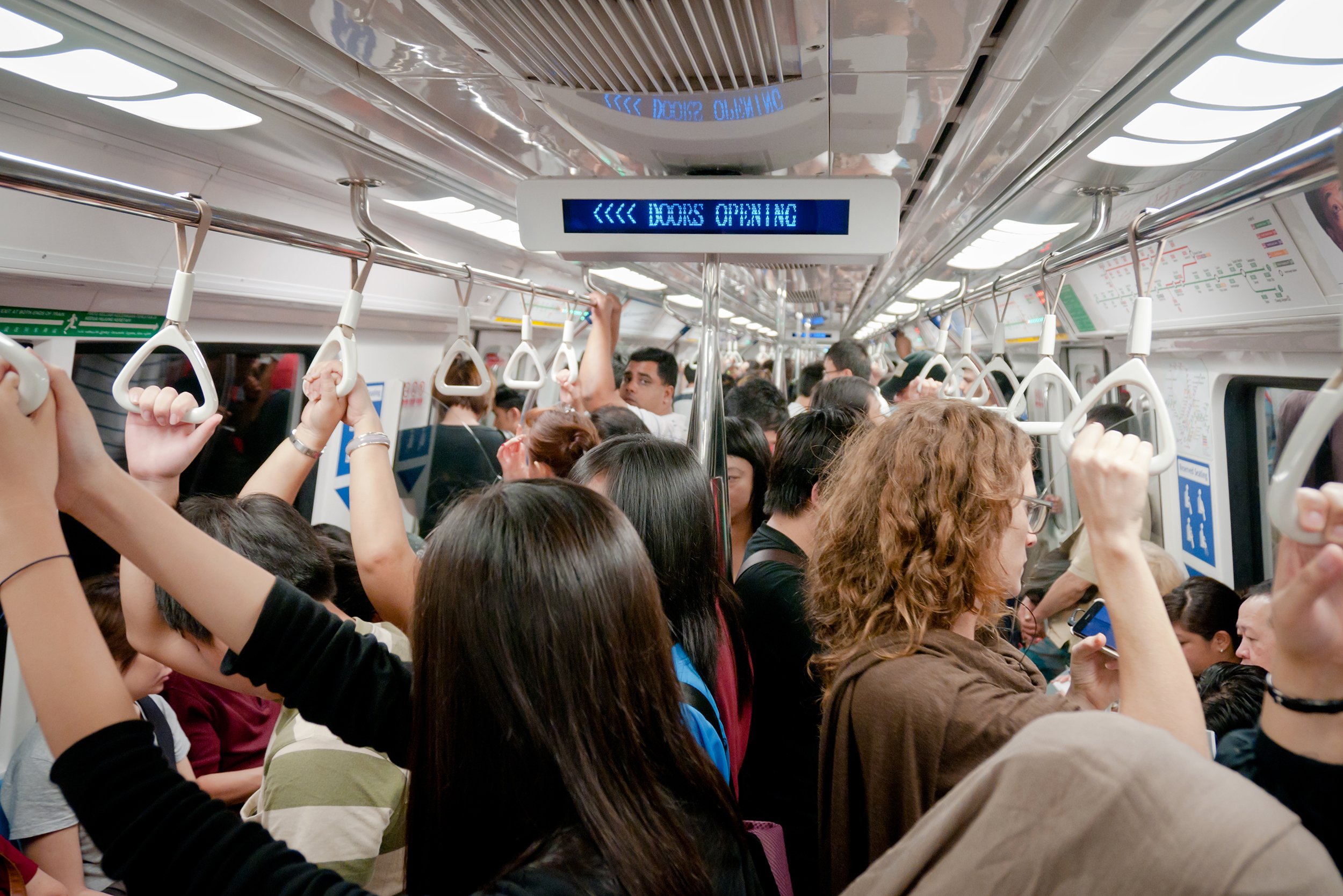 Crowded subway train