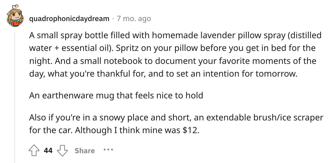 Reddit screenshot about the value of a gratitude journal.
