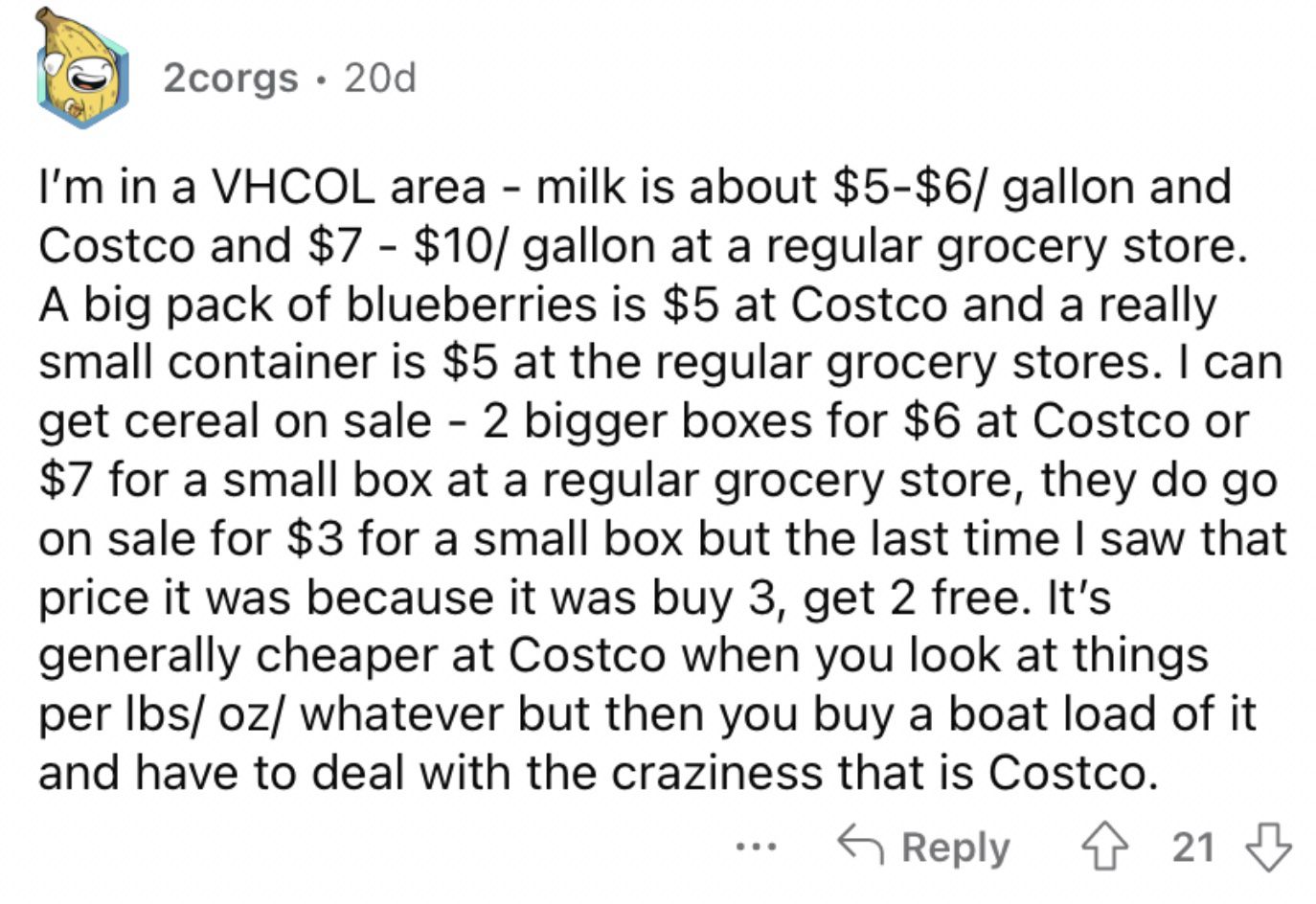 Reddit screenshot about how shopping at Costco can bring a lot of craziness.