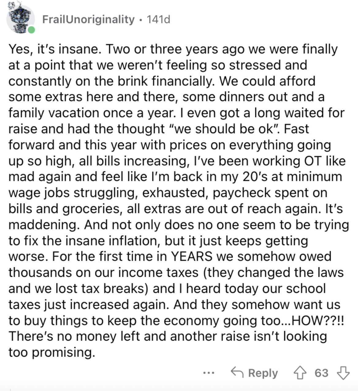 Reddit screenshot about a salaried job feeling like a minimum wage job.