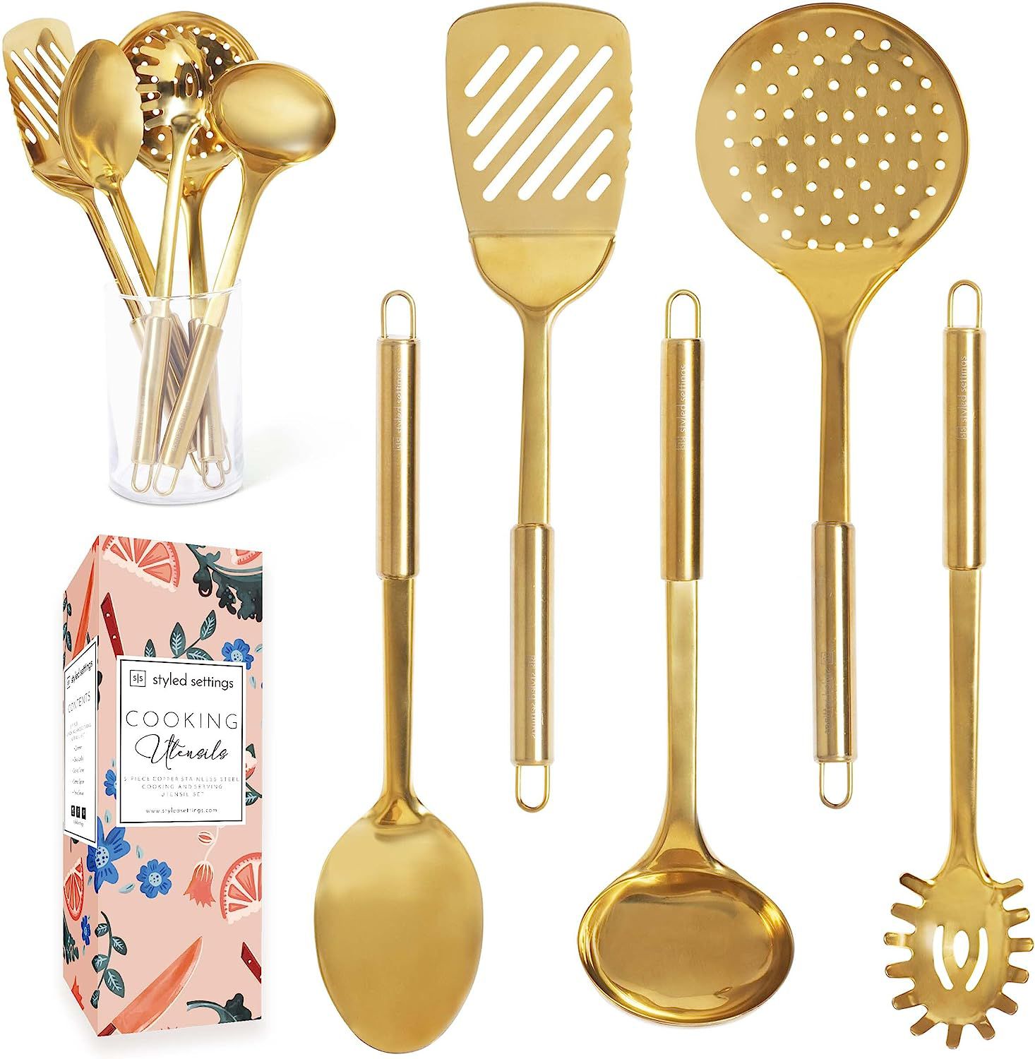 Brass/Gold Cooking Utensils Set