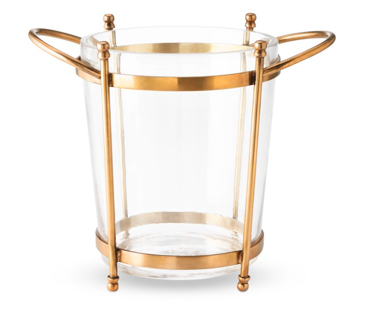 Antique Brass & Glass Champagne Bucket