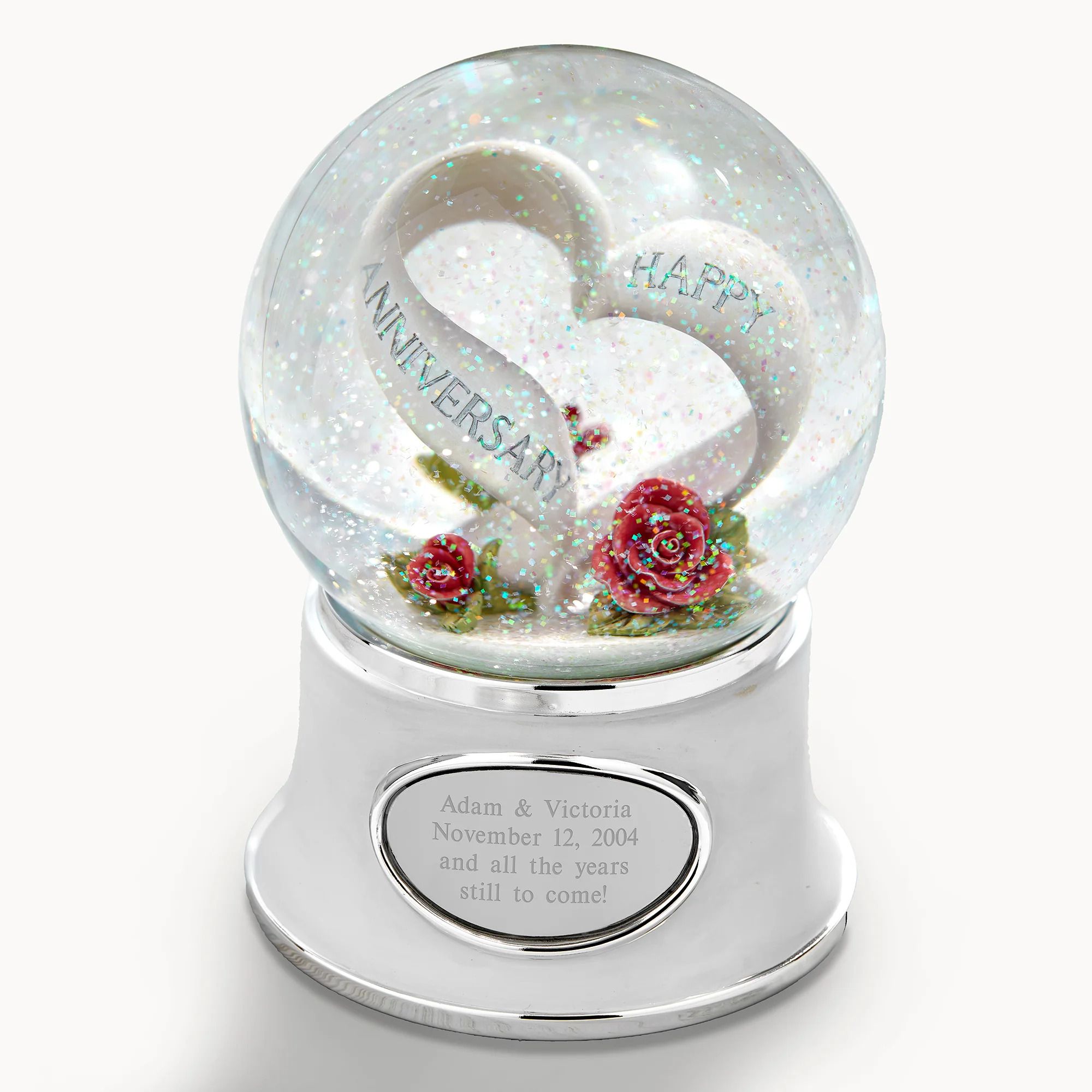 Engraved Anniversary Heart Snow Globe