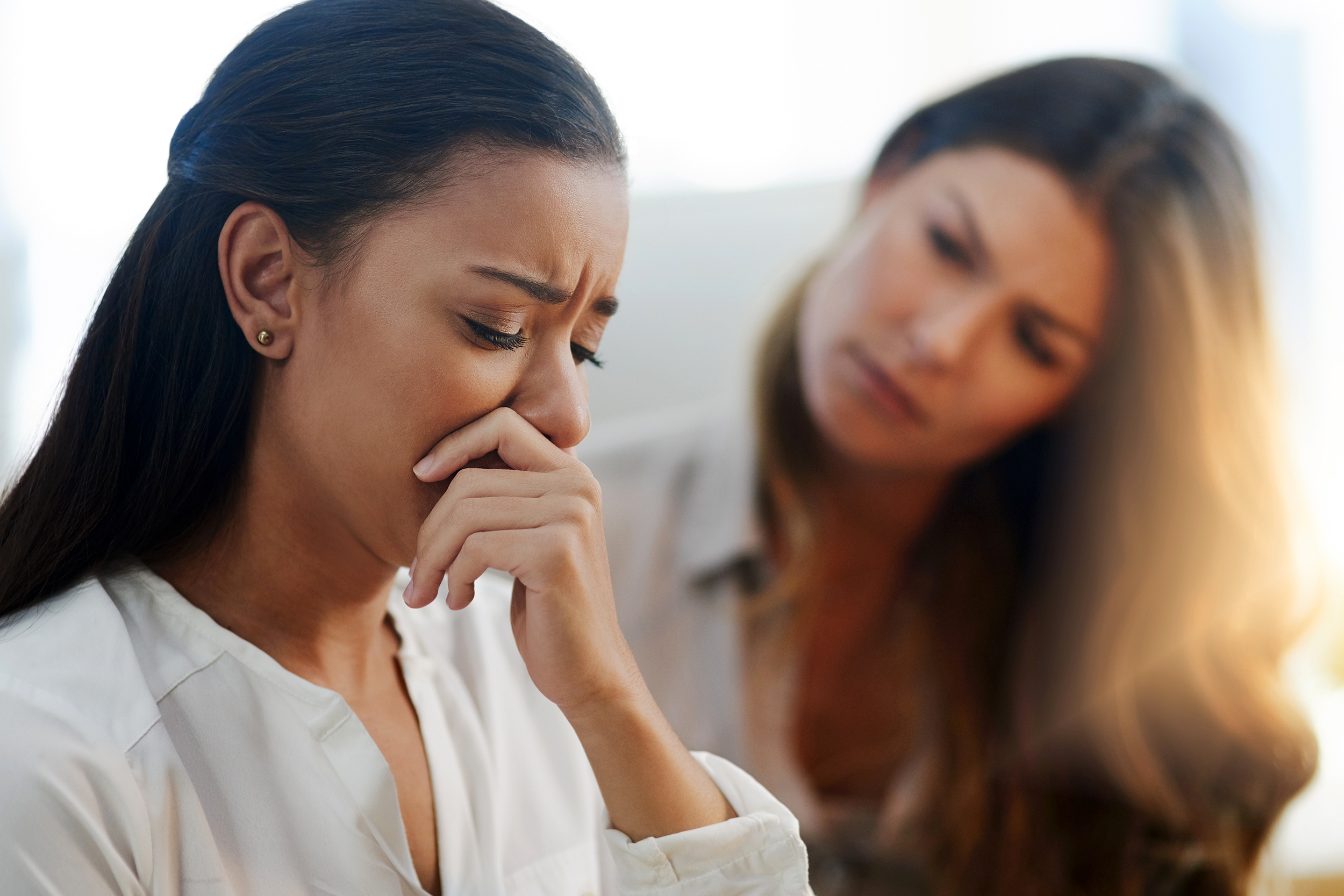Upset woman at work